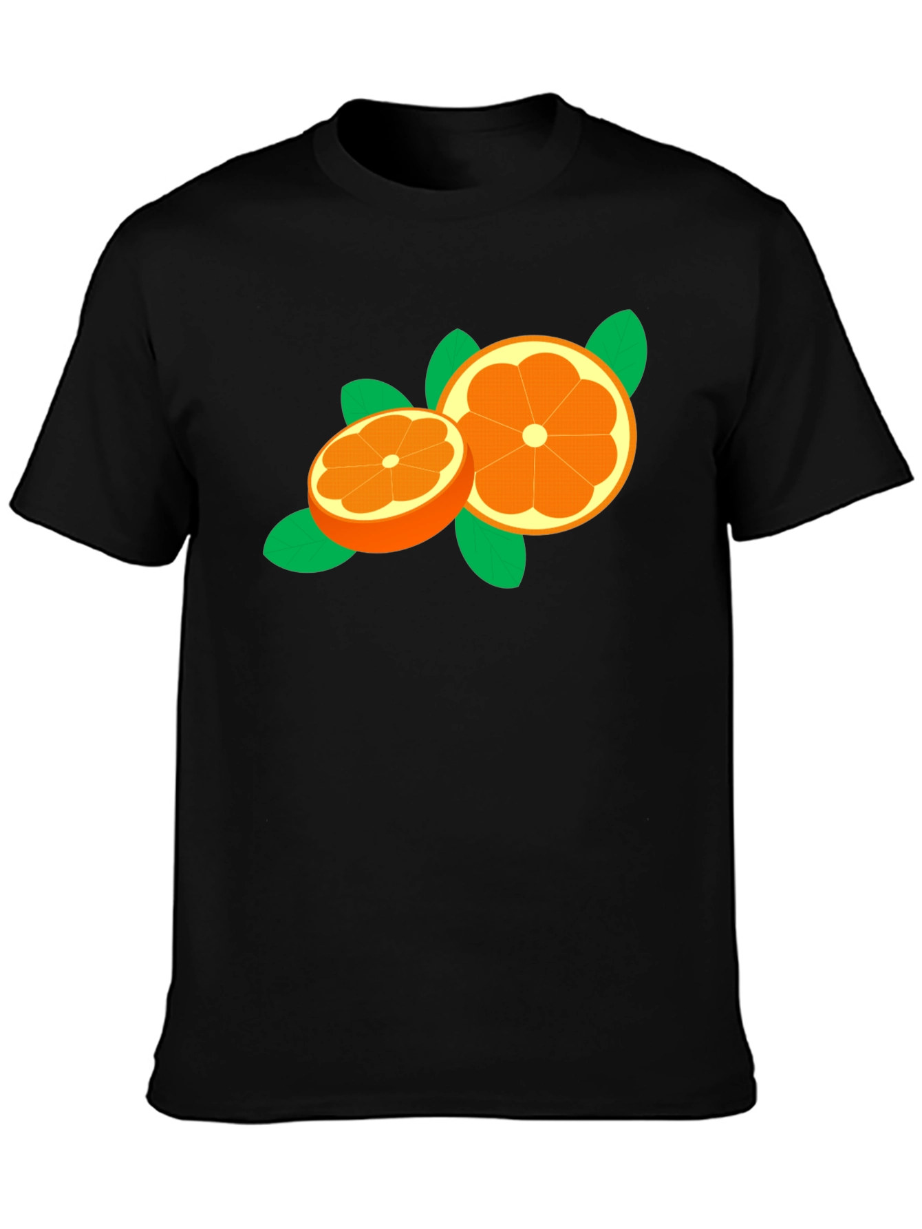 Black Orange Slice Graphic Tee - Trendy Fruit Design view 3