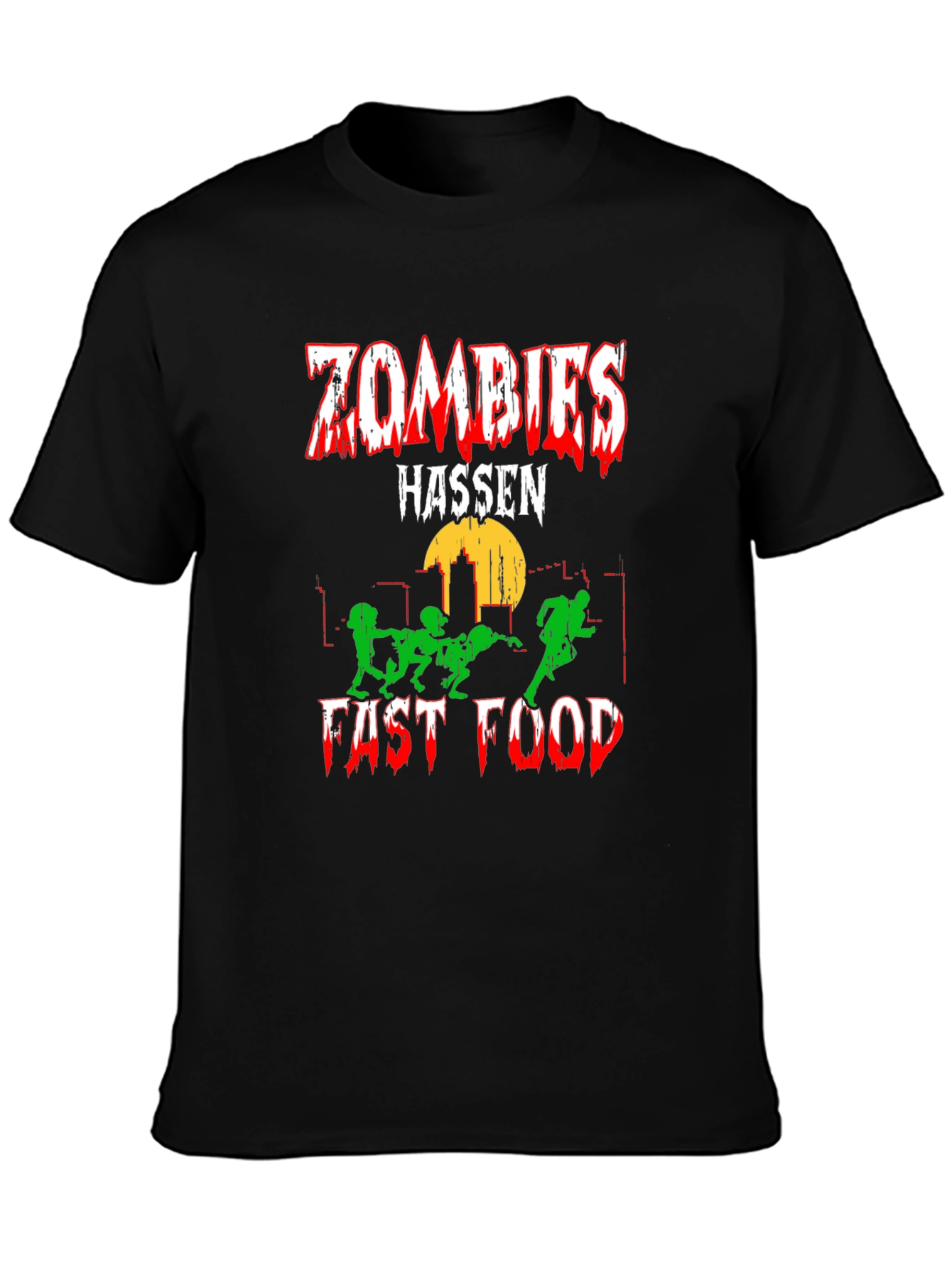 Black Zombies Hassen Fast Food Black T-Shirt view 3