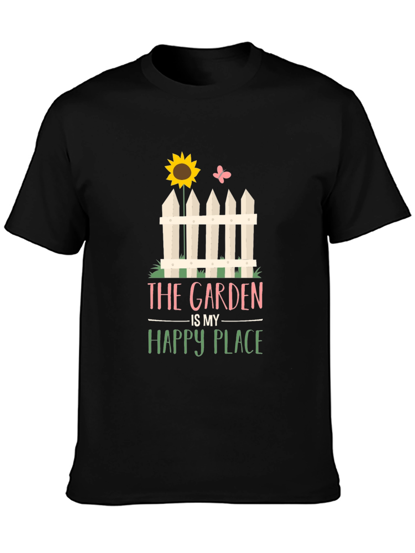 Black The Garden is My Happy Place T-Shirt - Gardening Tee view 3