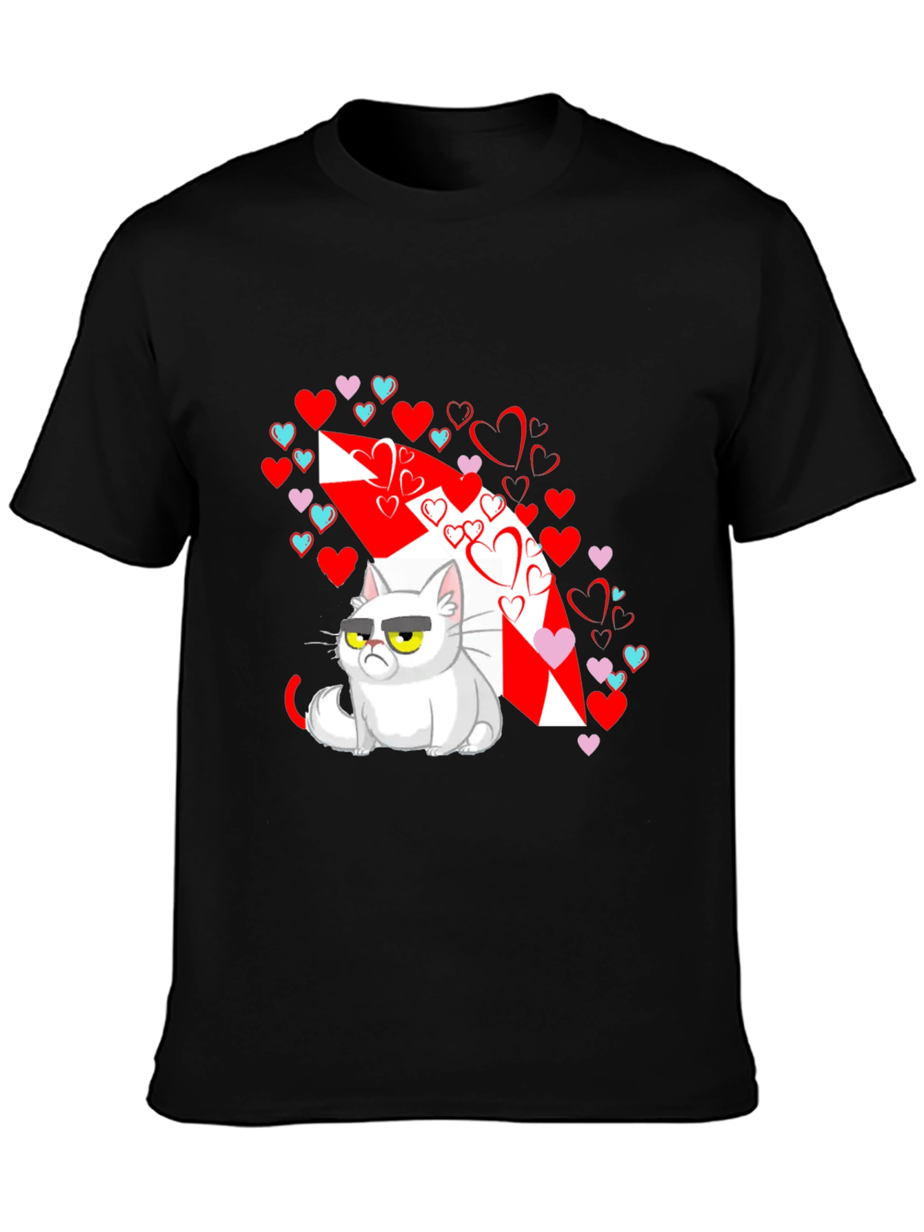 Black Grumpy Cat Valentines T-Shirt view 3