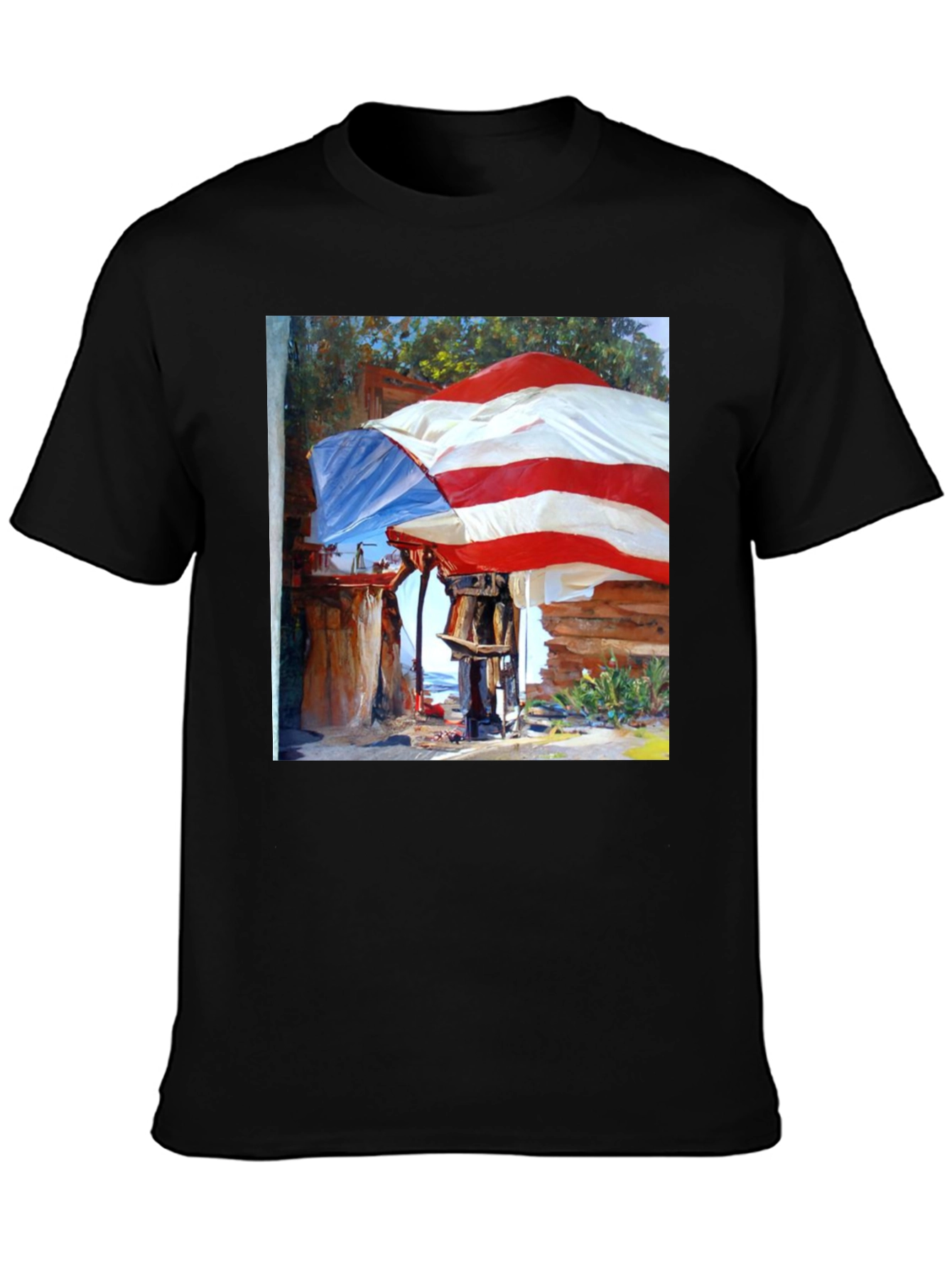 Black Unique Art Print Black T-Shirt view 3