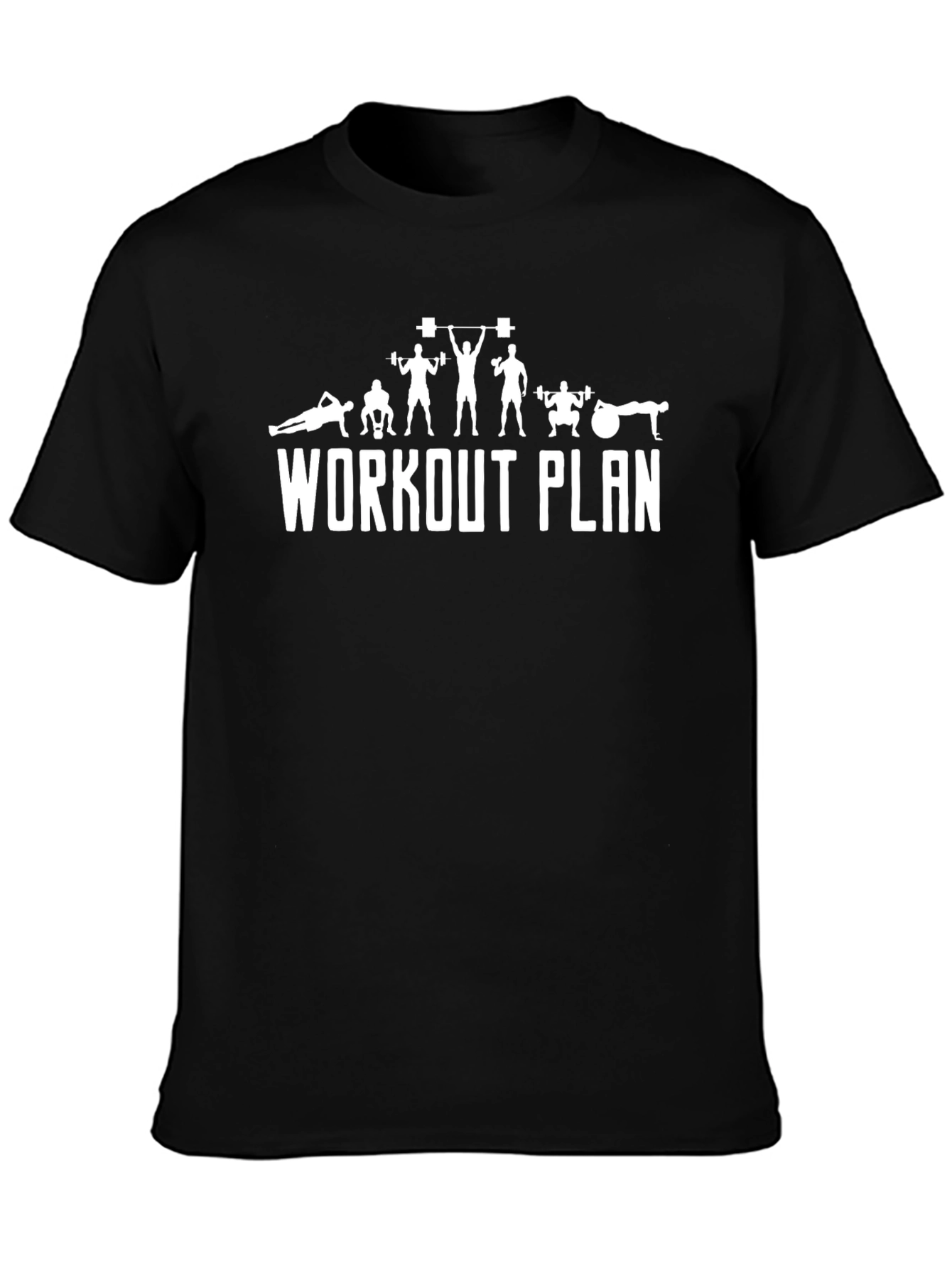 Workout Plan Graphic Tee - Black Cotton T-Shirt - 3