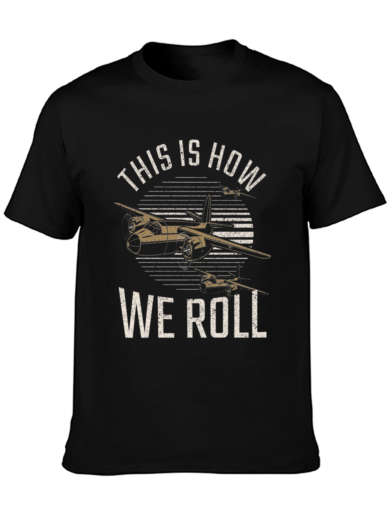 Black Vintage Airplane Graphic Tee - This Is How We Roll view 3