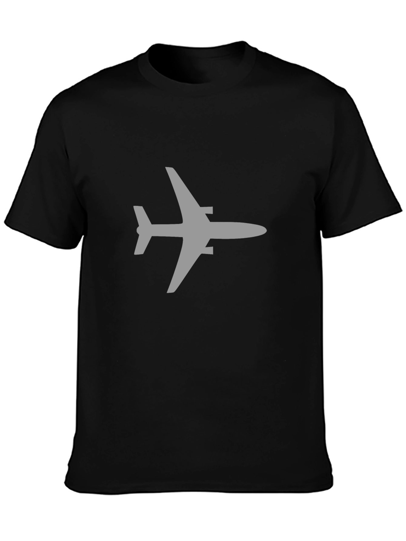 Airplane Graphic Tee - Black Cotton Blend Casual Shirt - 3