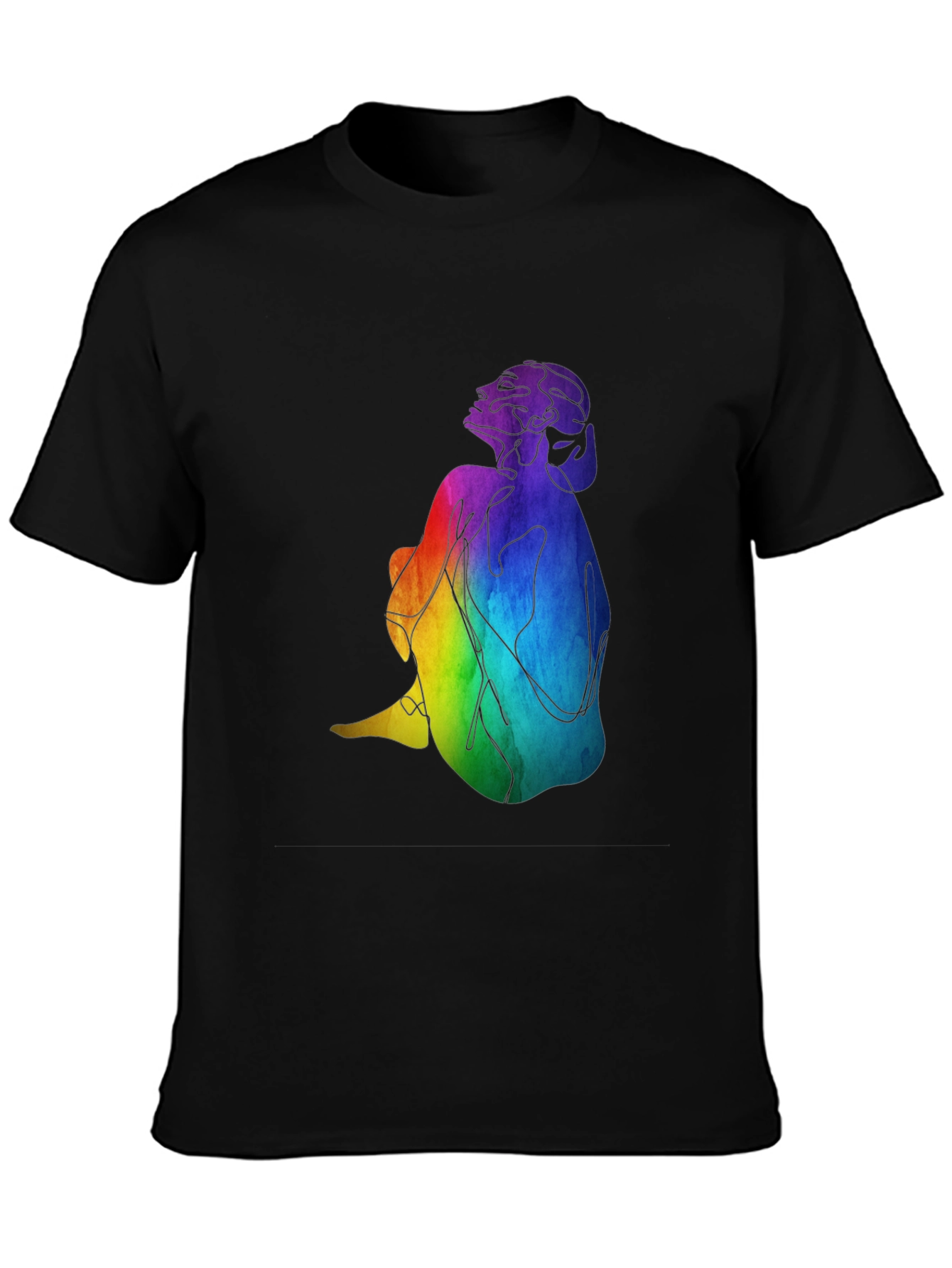 Black Rainbow Woman Graphic Black T-Shirt view 3