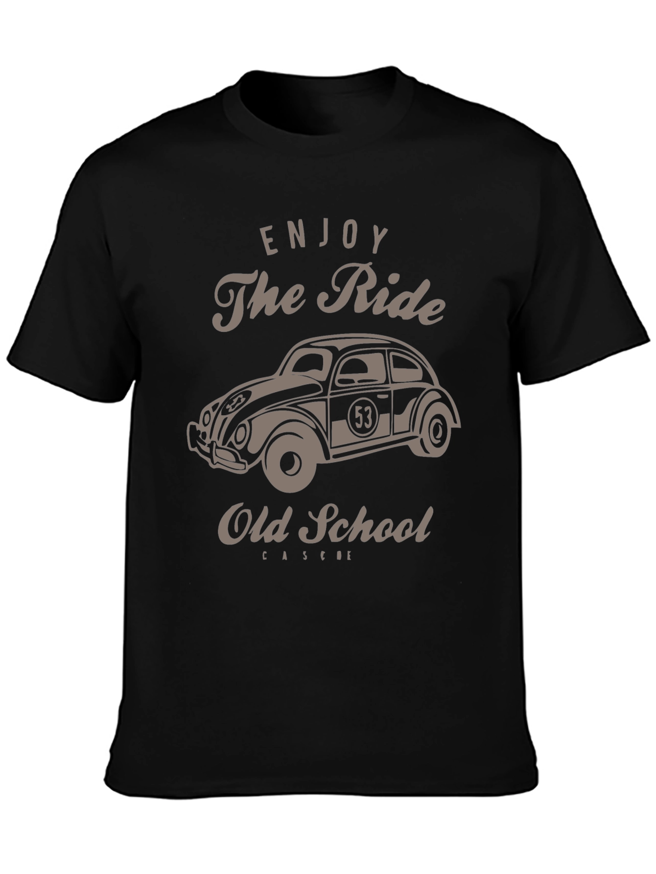 Black Enjoy The Ride Old School Car Graphic T-Shirt view 3