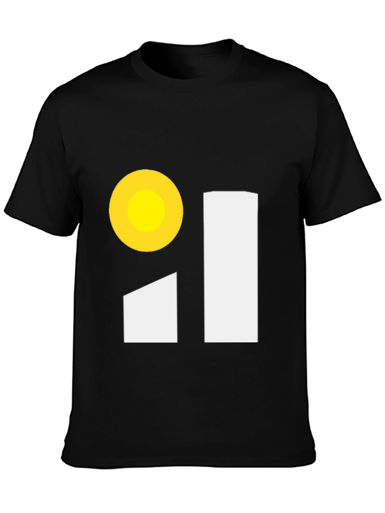 Black Minimalist Graphic Tee - Sun and Bars Design view 3