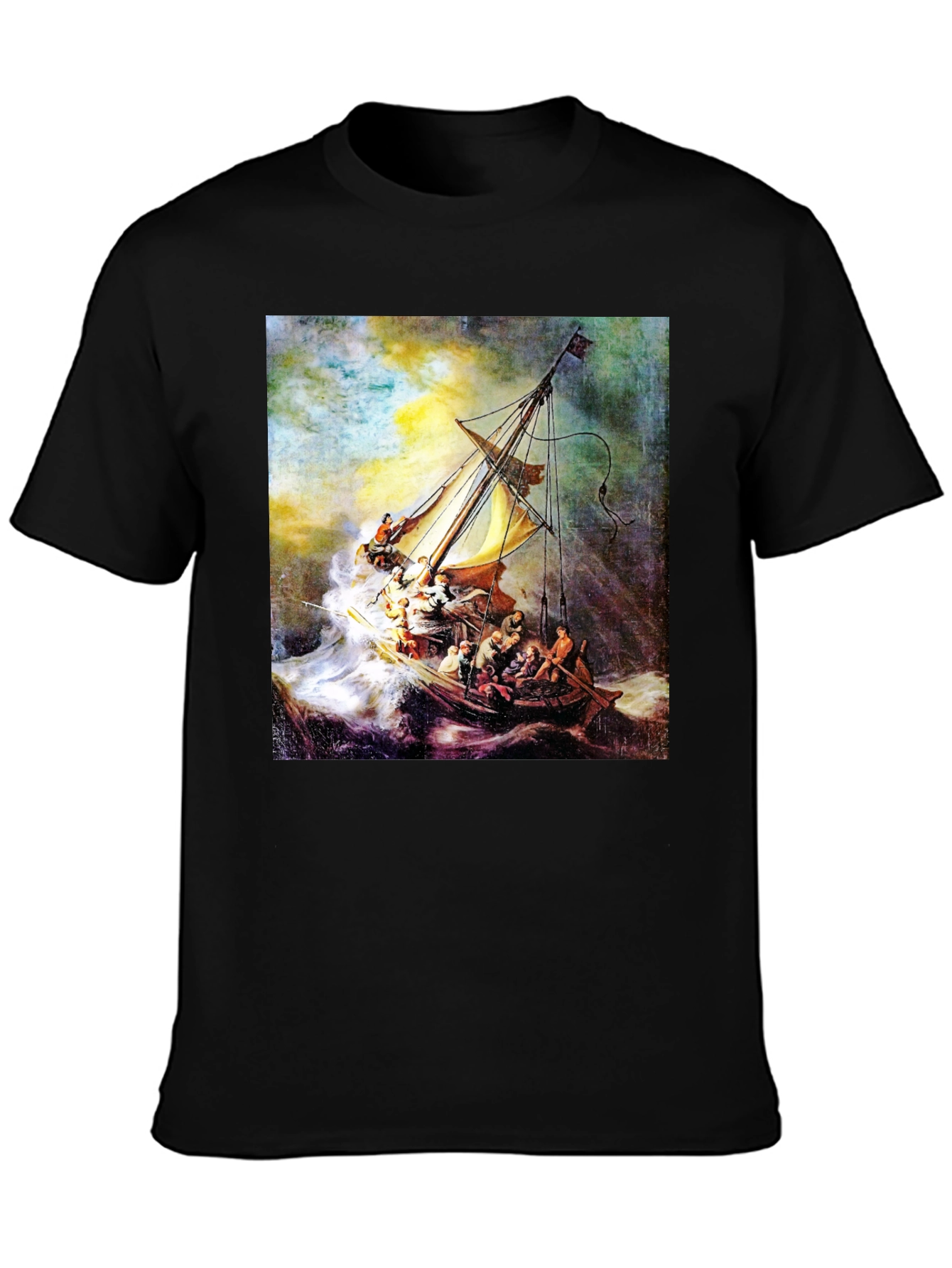 Black The Storm on the Sea of Galilee T-Shirt view 3