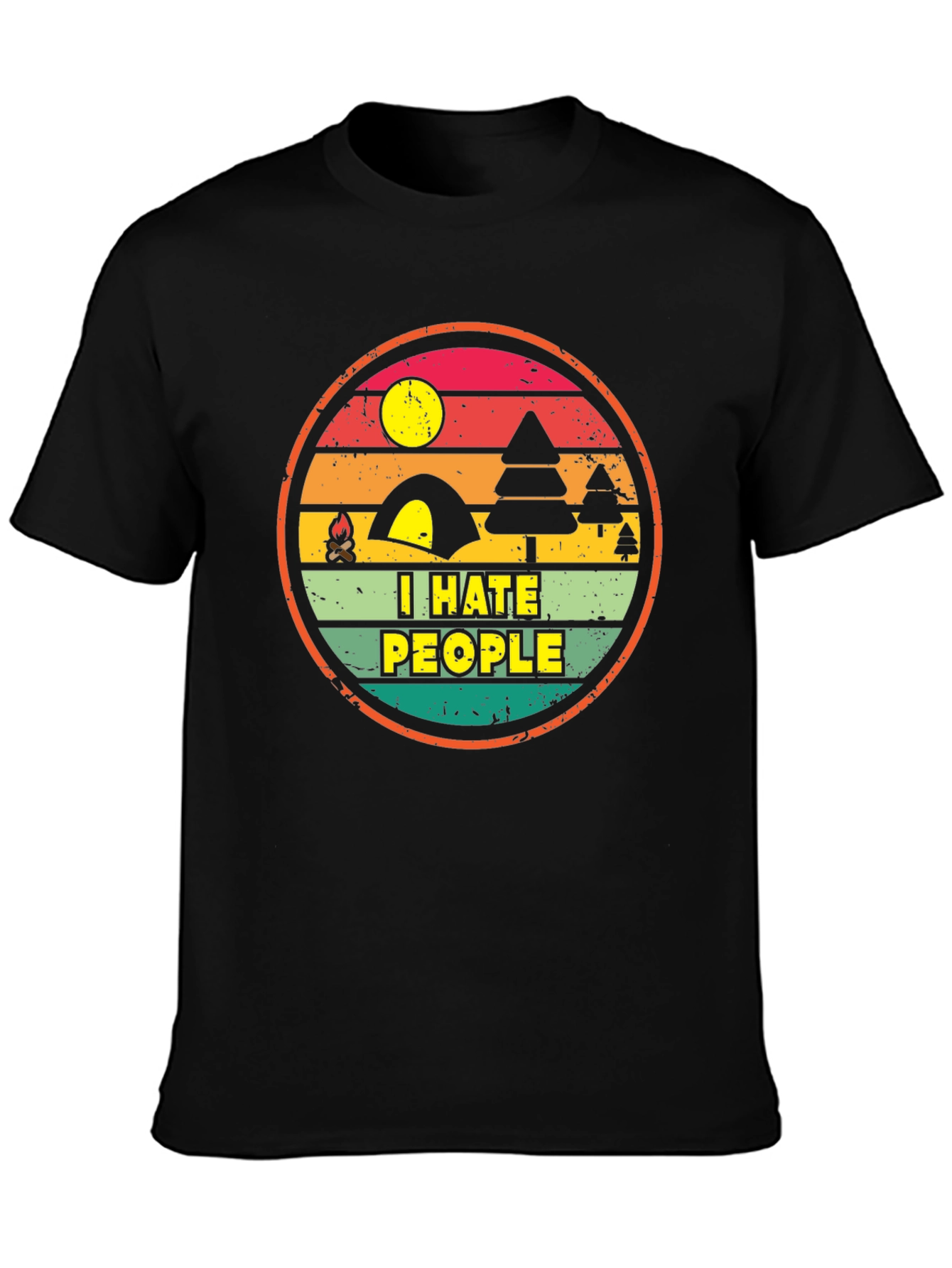 Black I Hate People Camping T-Shirt view 3