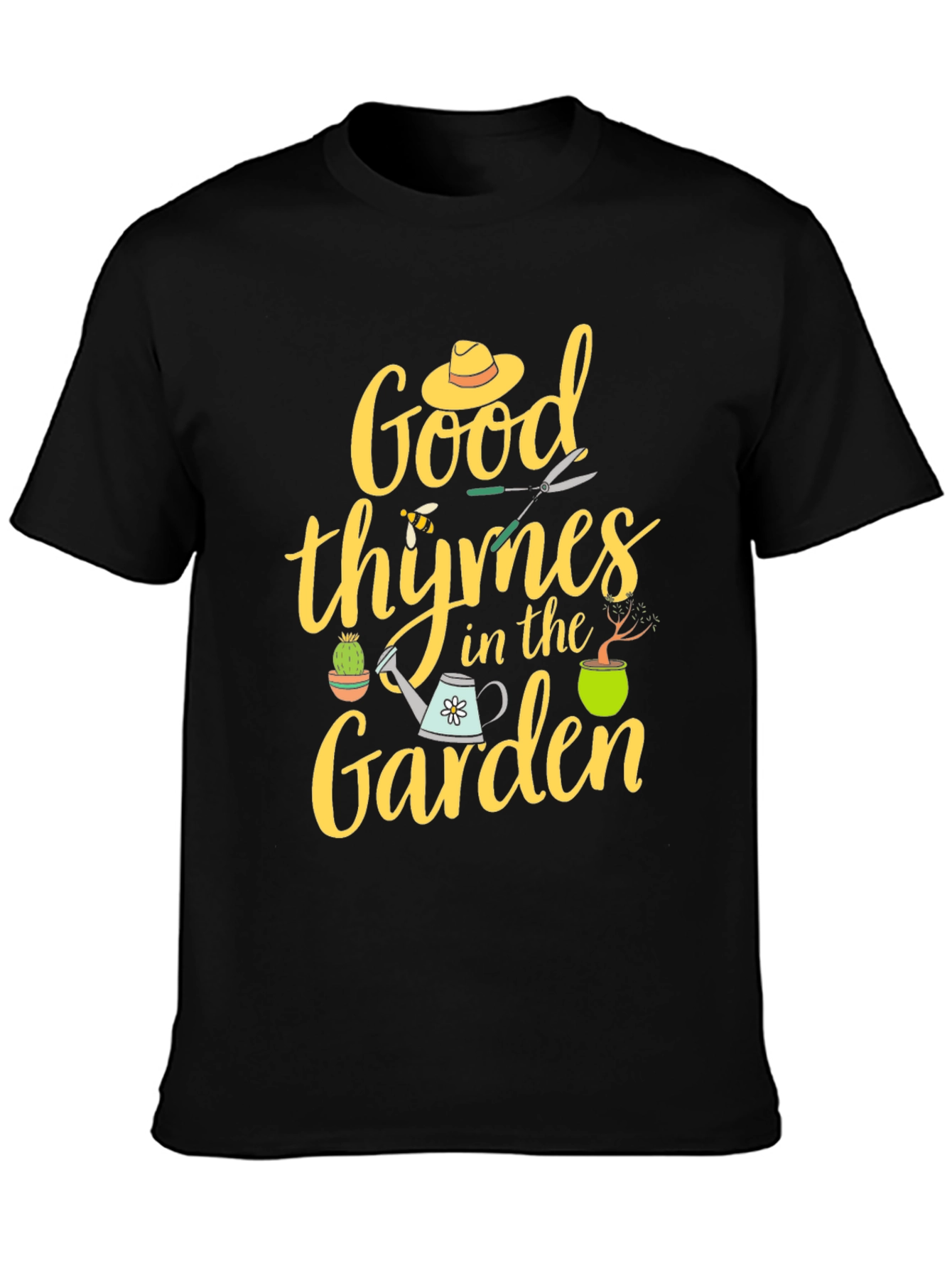 Black Good Thymes In The Garden T-Shirt view 3