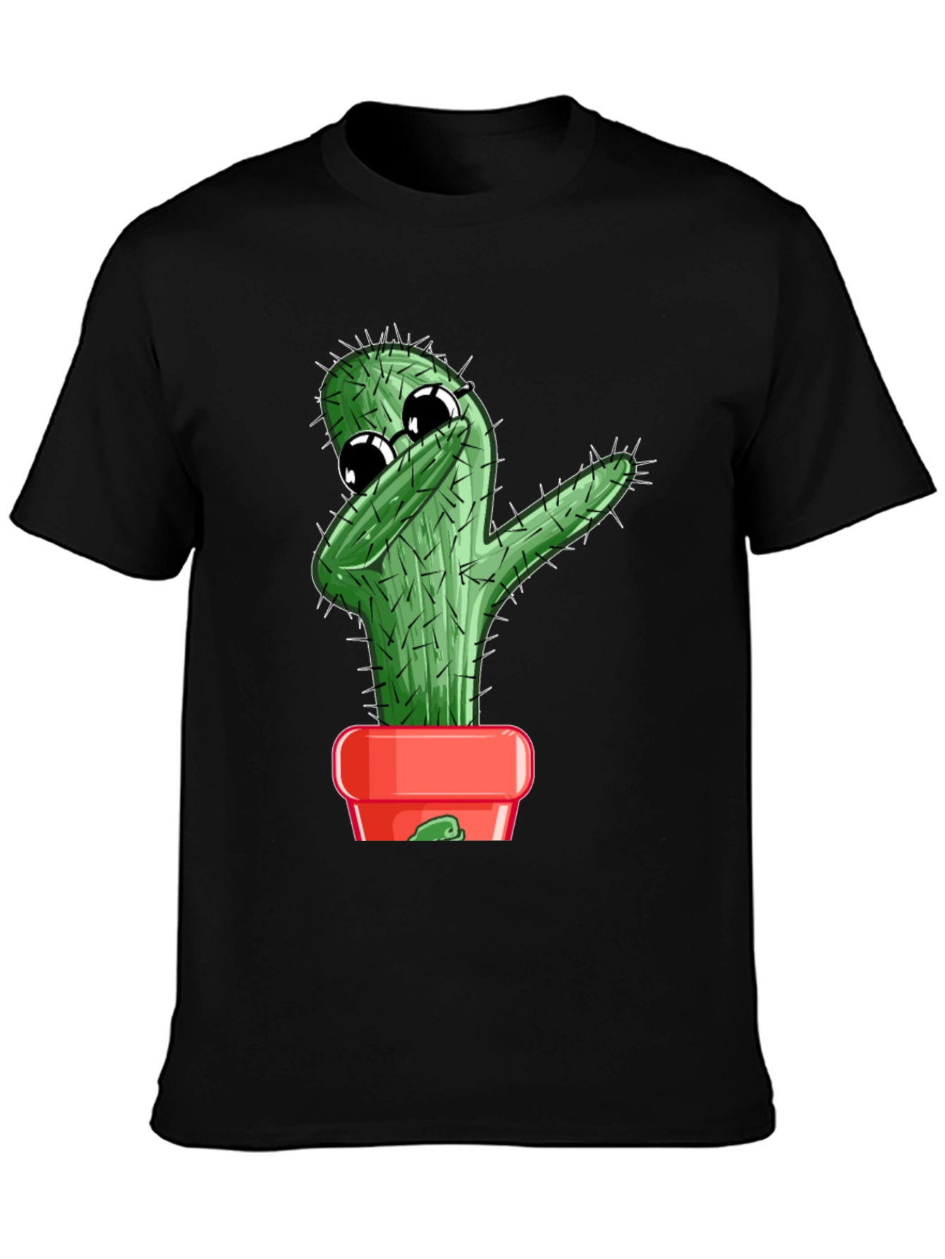Black Dabbing Cactus Graphic T-Shirt view 3