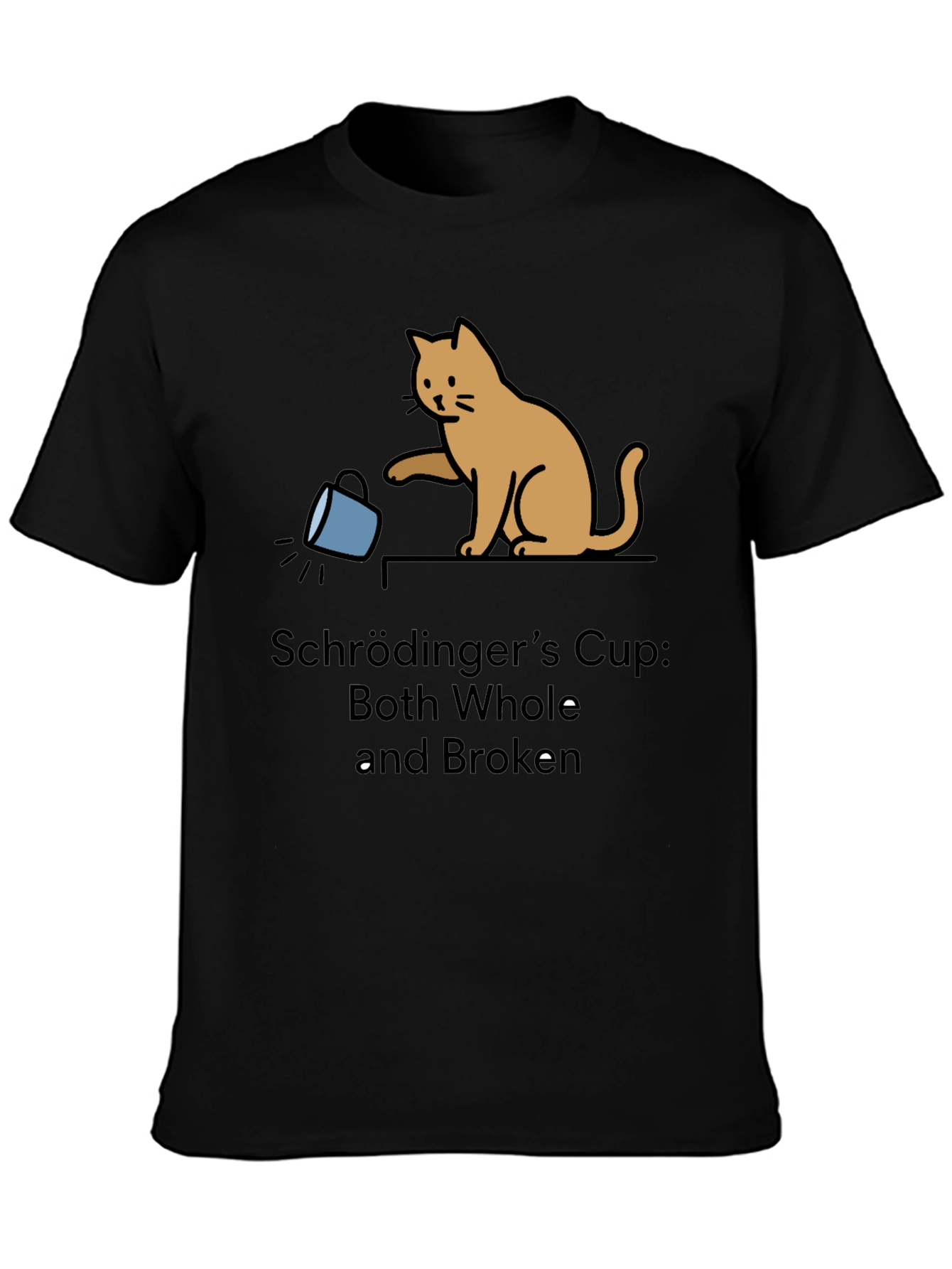 Black Schrödinger's Cup Funny Graphic Tee - Cat Lover view 3