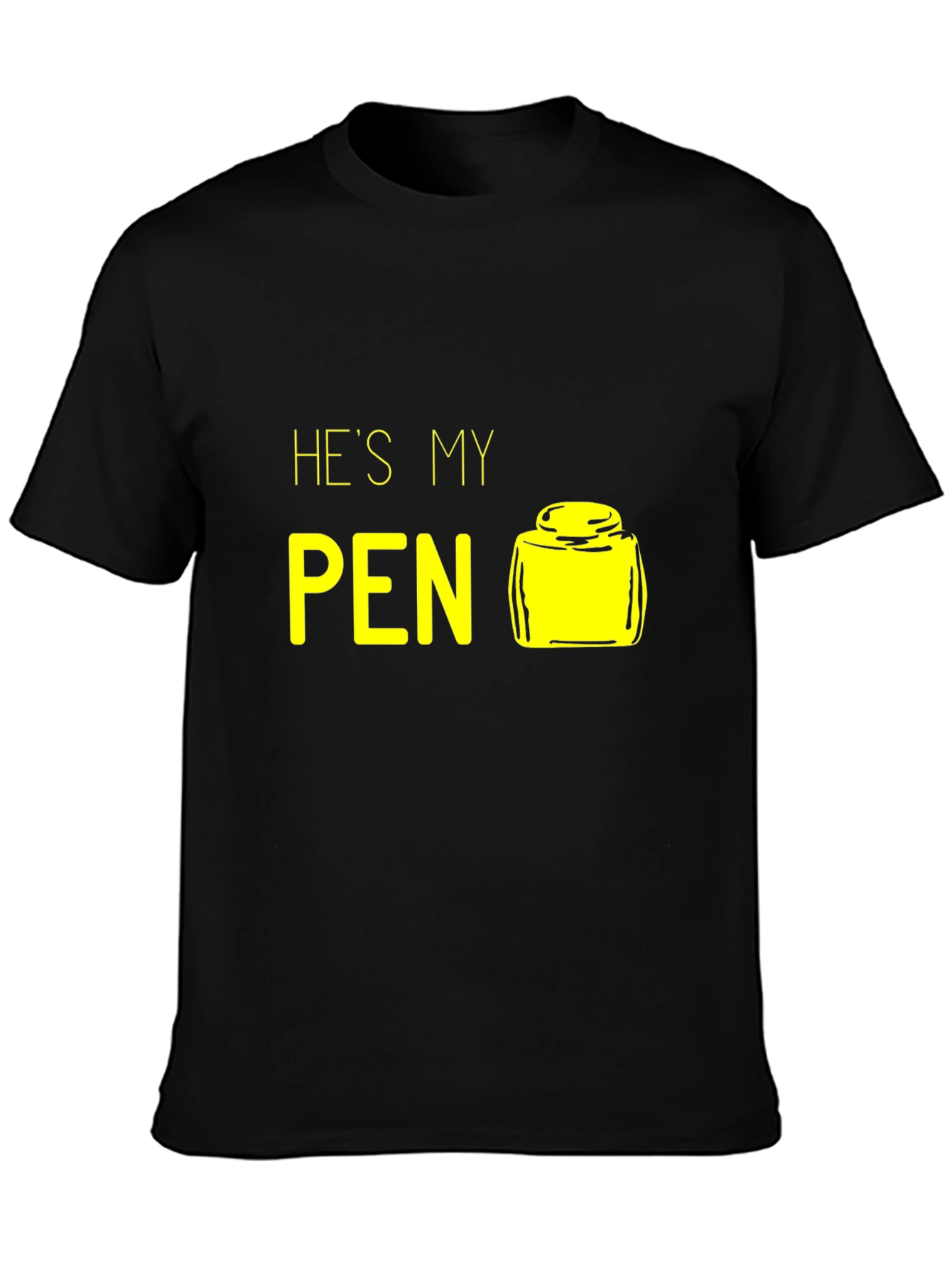 Black He's My Pen Funny Graphic T-Shirt view 3