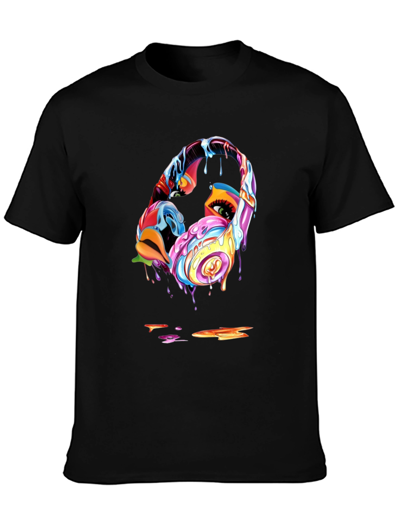 Black Abstract Headphones Graphic T-Shirt view 3