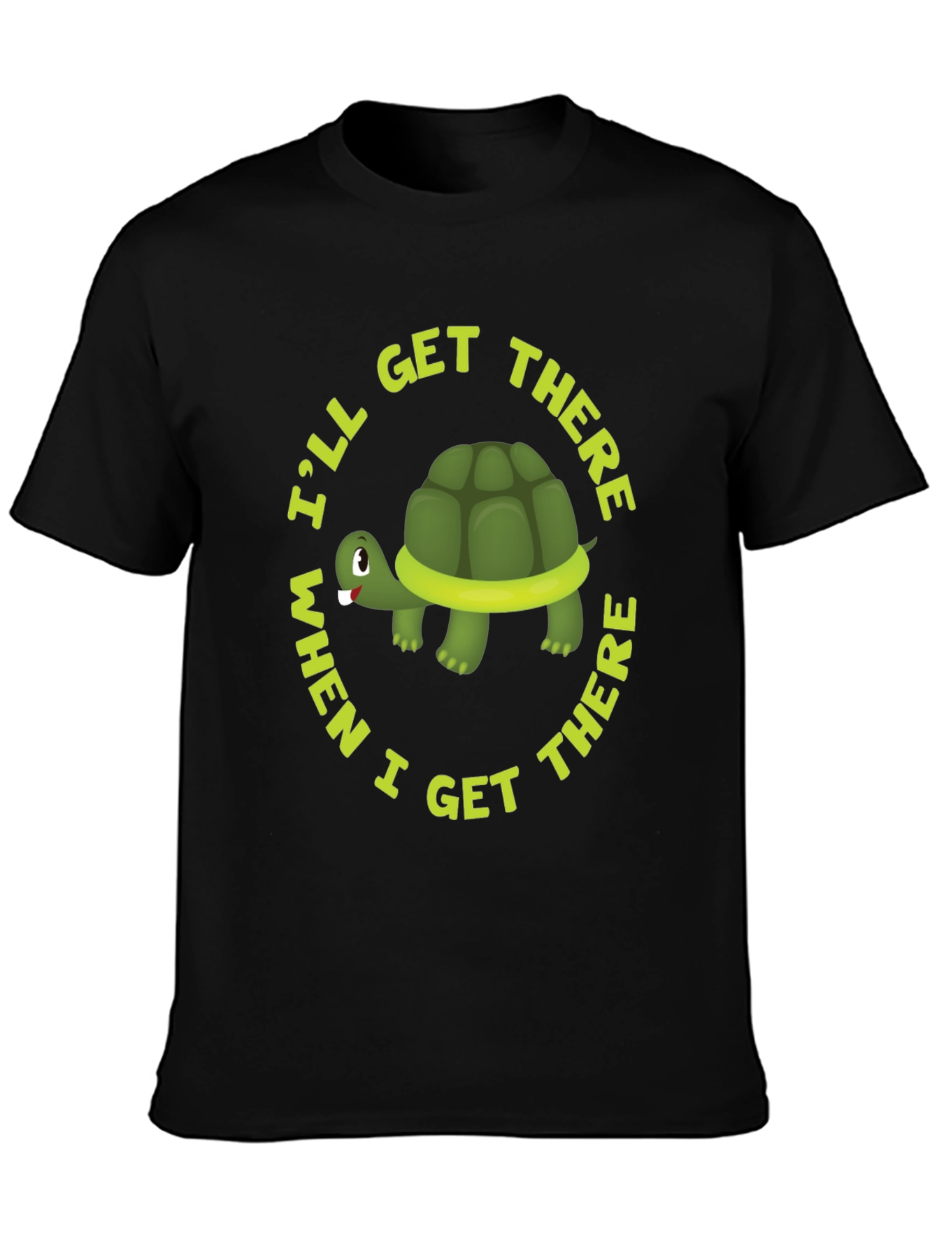 Black Funny Turtle Graphic T-Shirt - I'll Get There When I Get There view 3