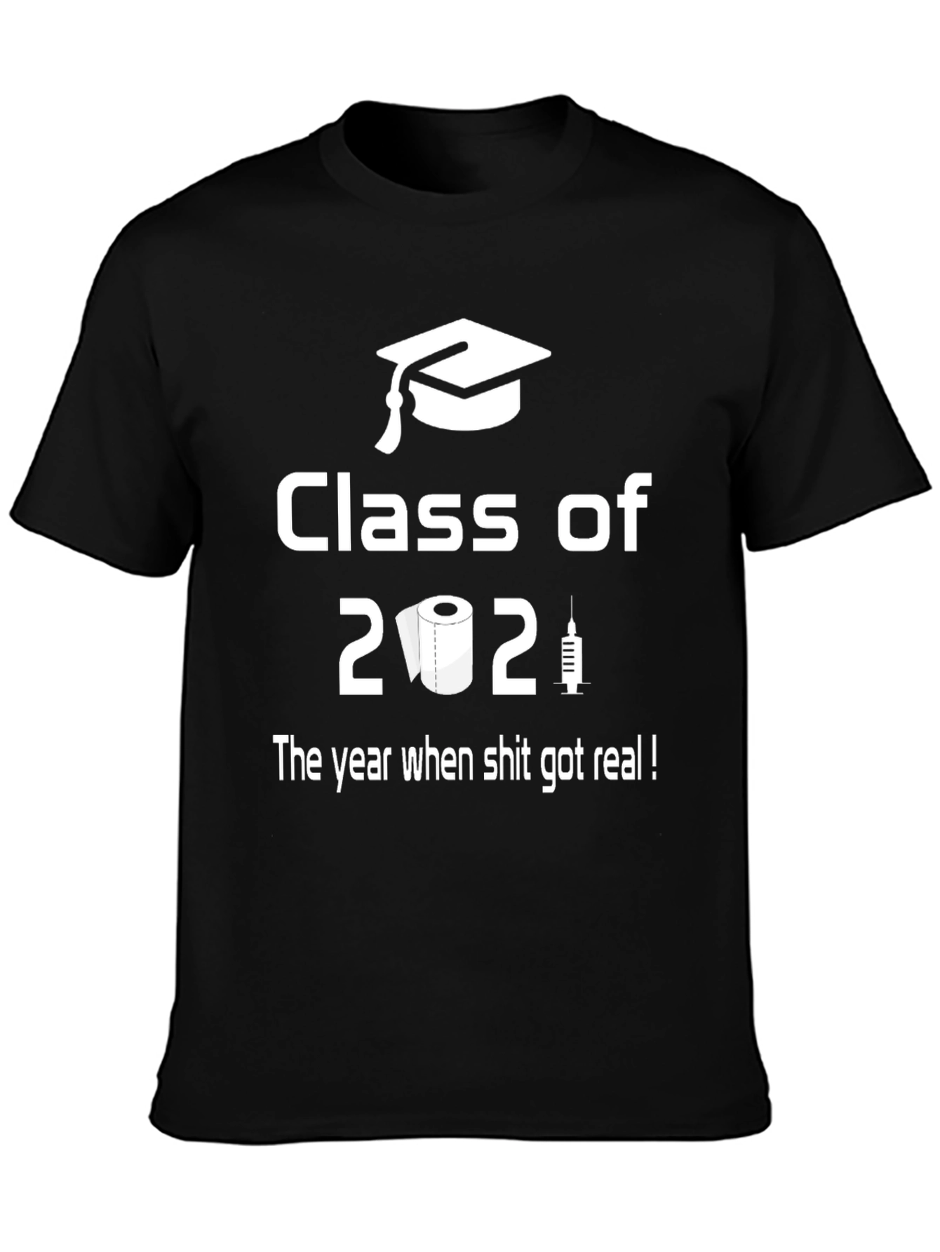 Black Class of 2021 Funny T-Shirt view 3