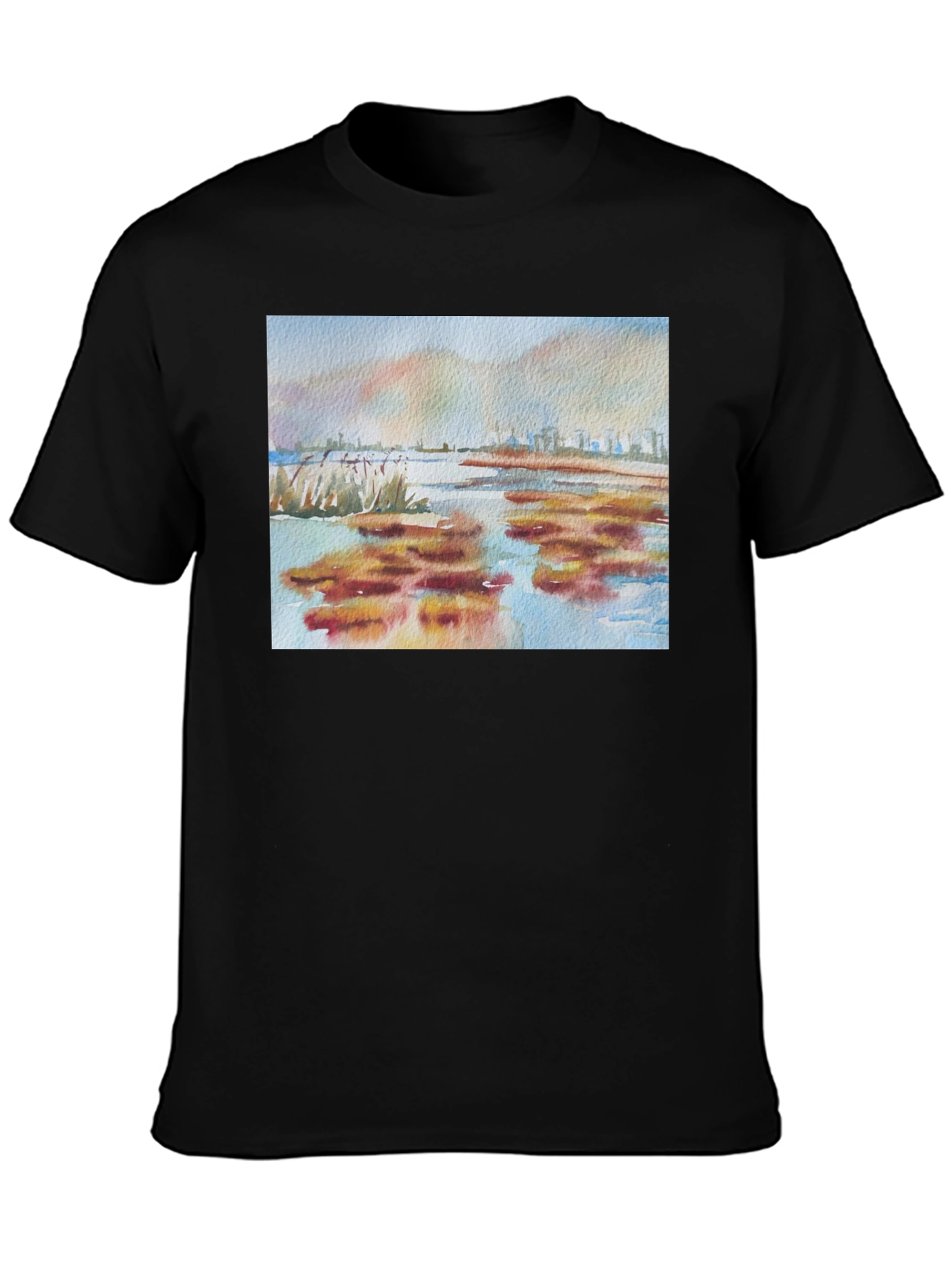 Black Watercolor Landscape Tee - Artistic Comfort view 3