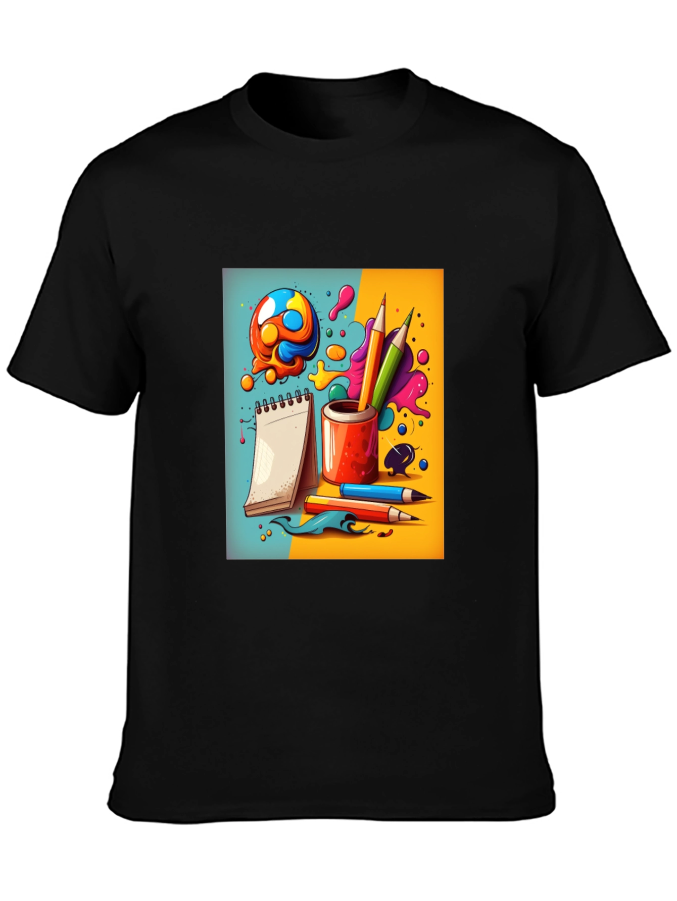 Black Creative Doodles Graphic T-Shirt - Artist's Dream view 3