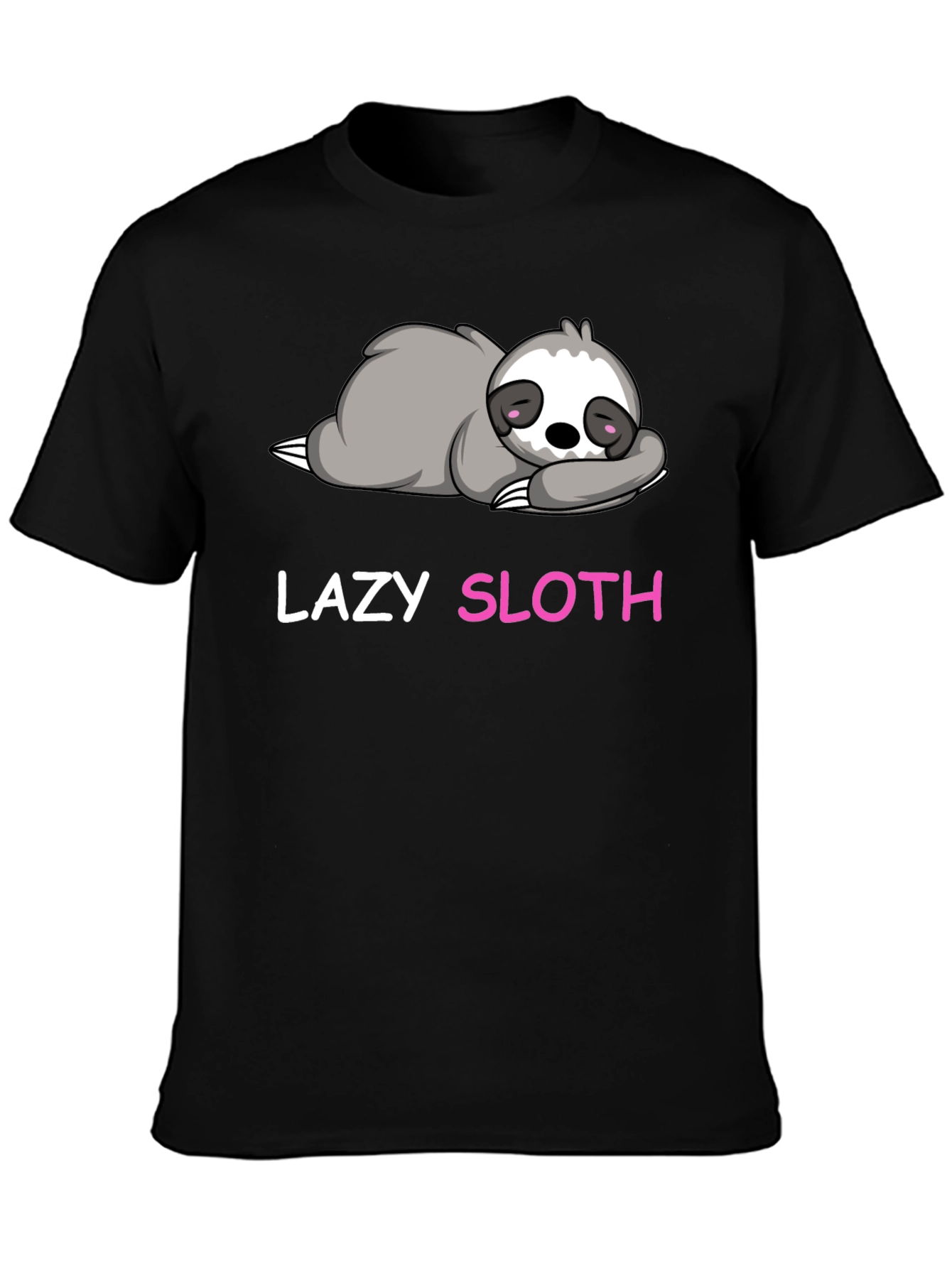 Black Lazy Sloth Graphic T-Shirt view 3