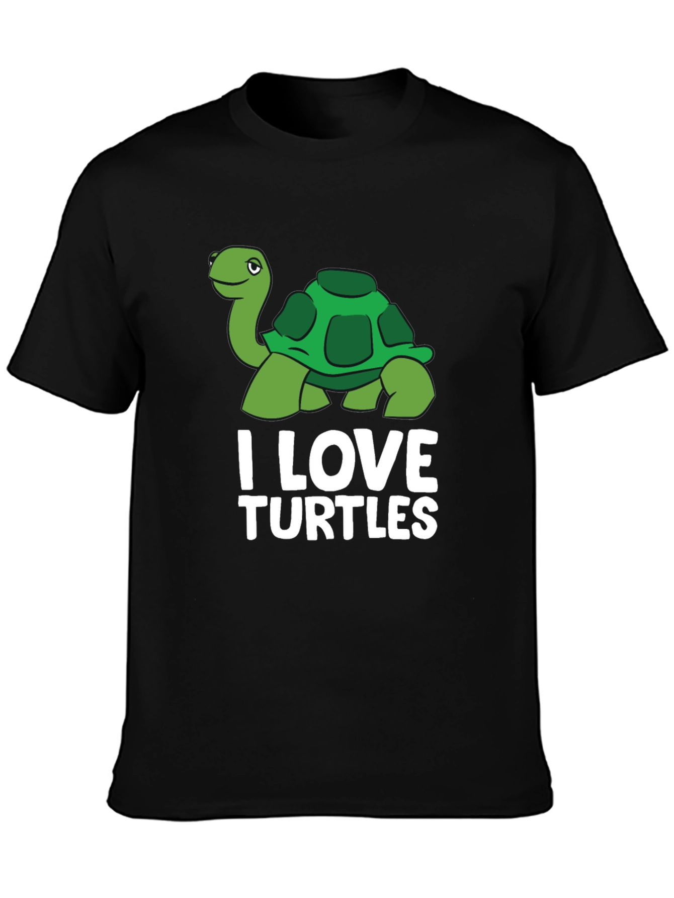 Black I Love Turtles Graphic T-Shirt view 3