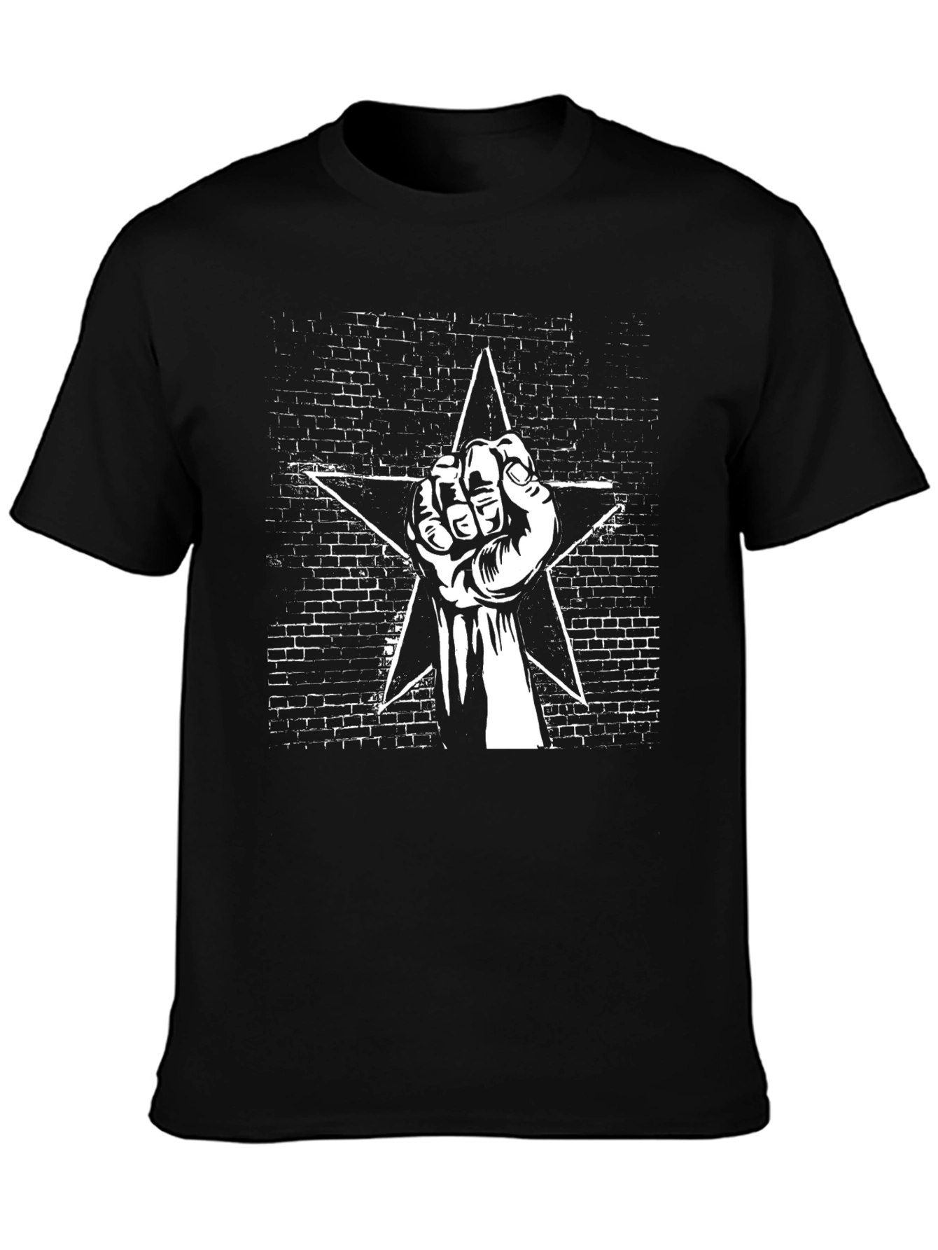 Black Black Graphic Tee - Fist & Star Design view 3