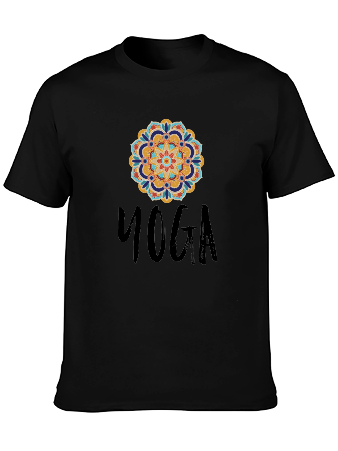 Black Yoga Mandala Graphic Black T-Shirt view 3