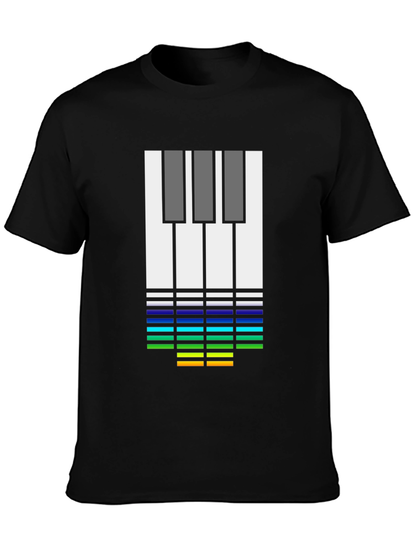 Music Lover's Tee: Piano Keys & Equalizer Black T-Shirt - 3