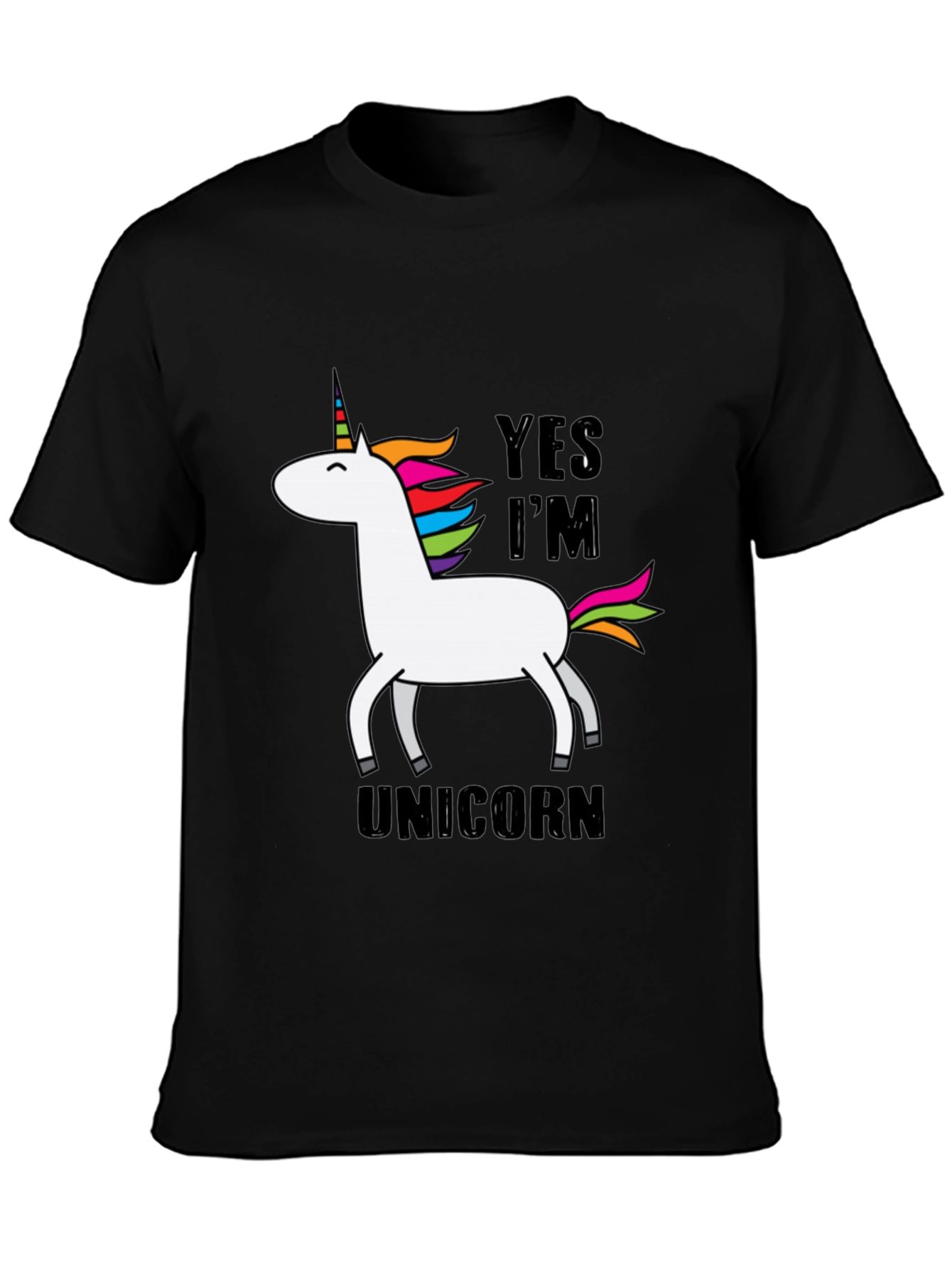 Black Yes I'm a Unicorn T-Shirt - Graphic Tee view 3