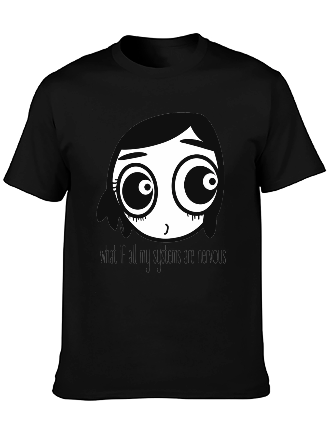Black Cartoon Face Black T-Shirt view 3