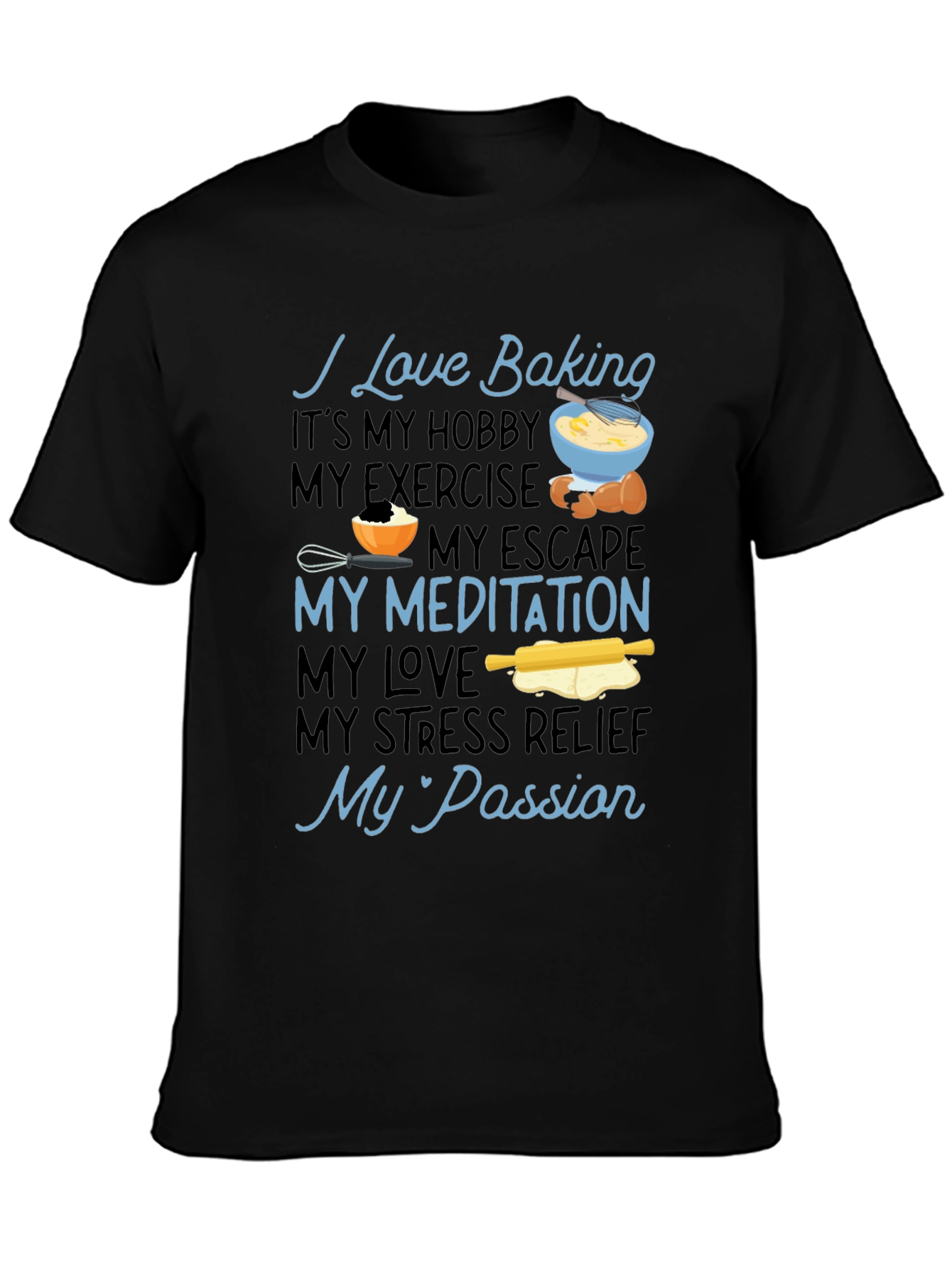 Black I Love Baking Graphic T-Shirt view 3