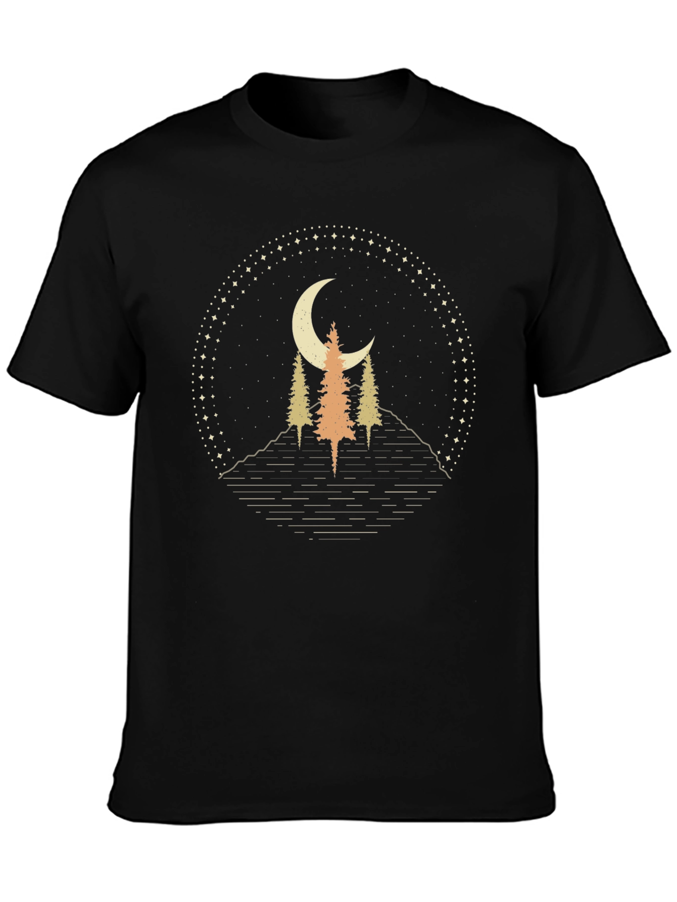 Black Night Sky Trees Graphic Tee view 3