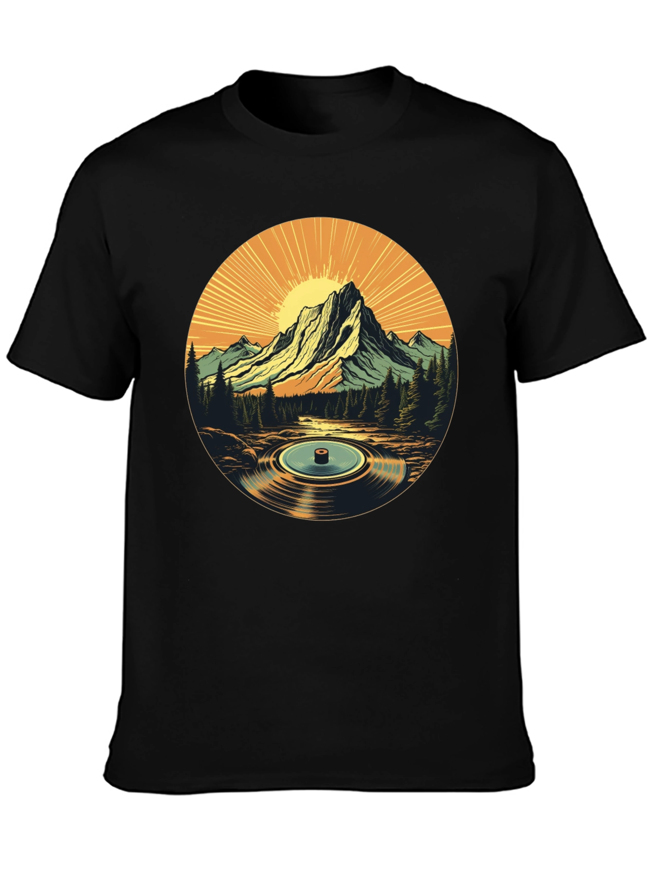 Black Mountain Vinyl Record Graphic T-Shirt view 3