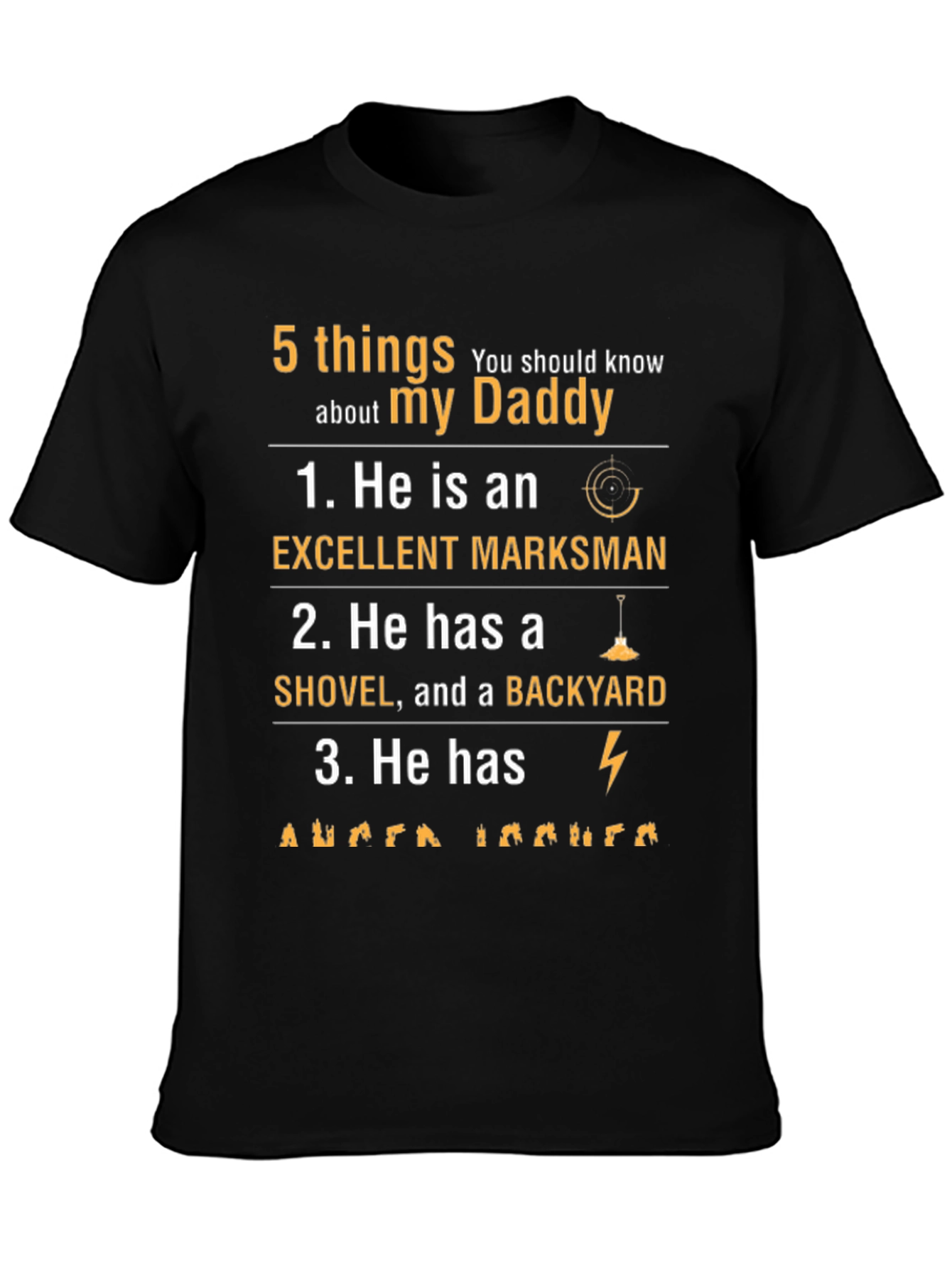 Black 5 Things About My Daddy T-Shirt view 3