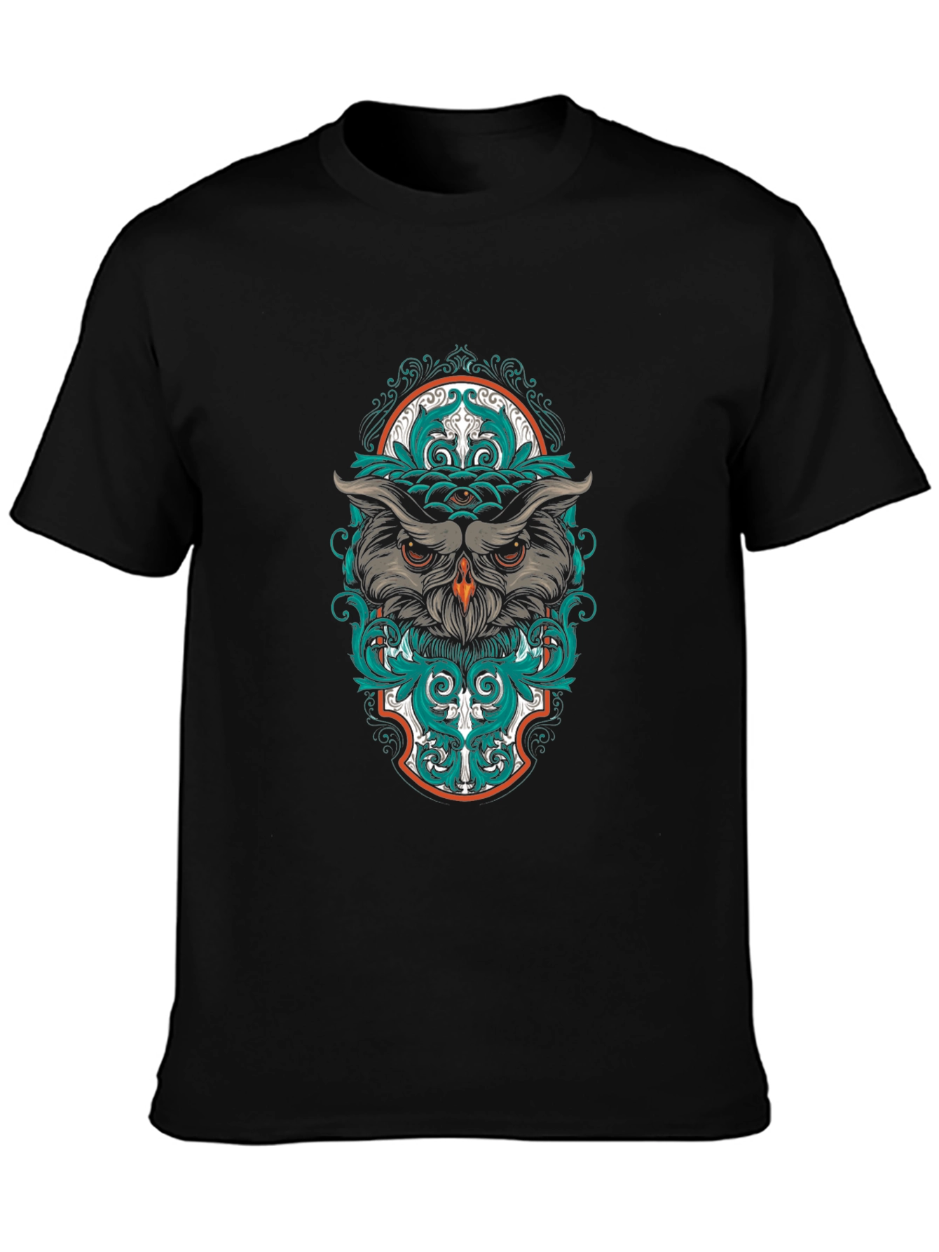 Black Owl Graphic Print Black T-Shirt view 3