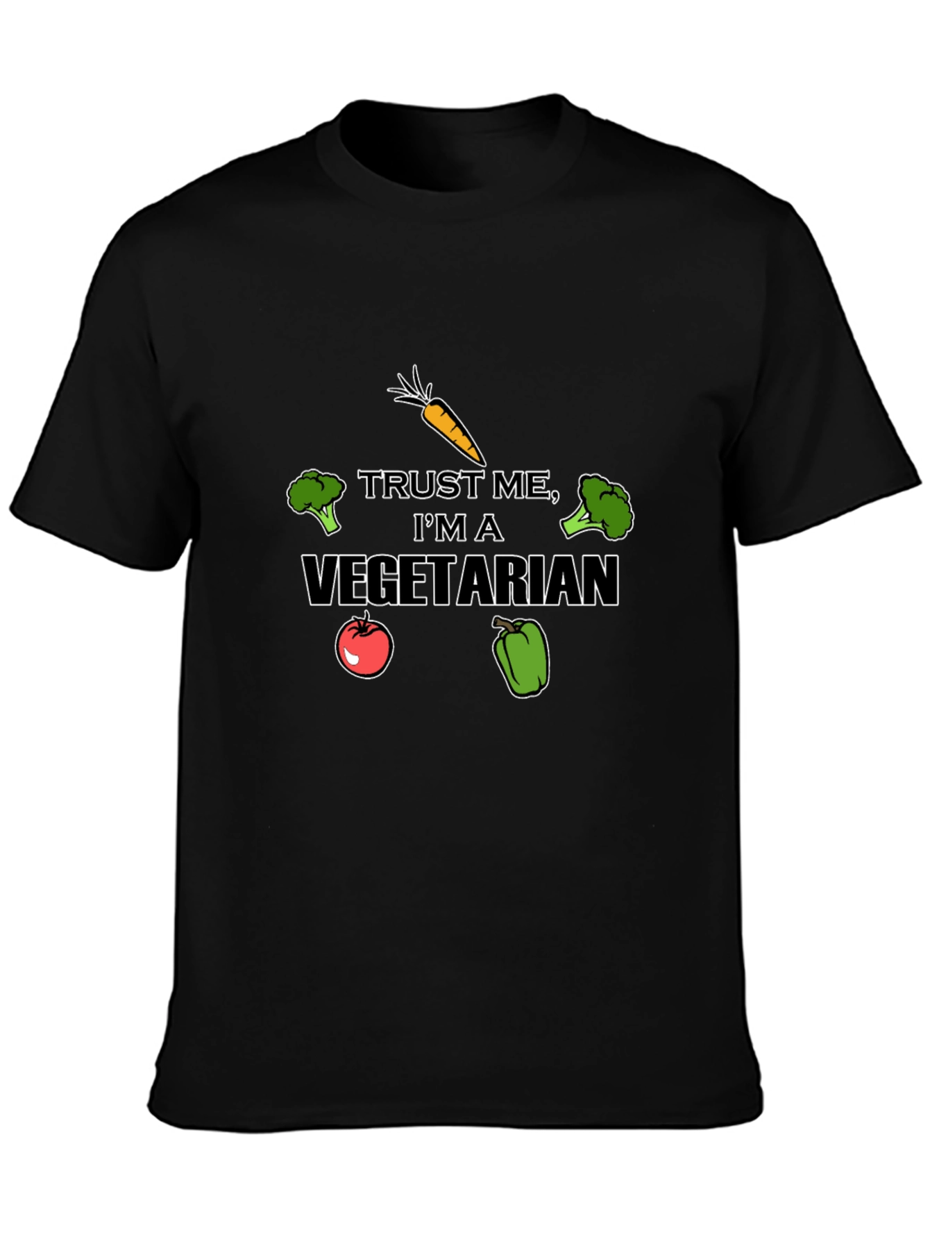 Black Vegetarian Graphic T-Shirt - Funny Vegan Tee view 3