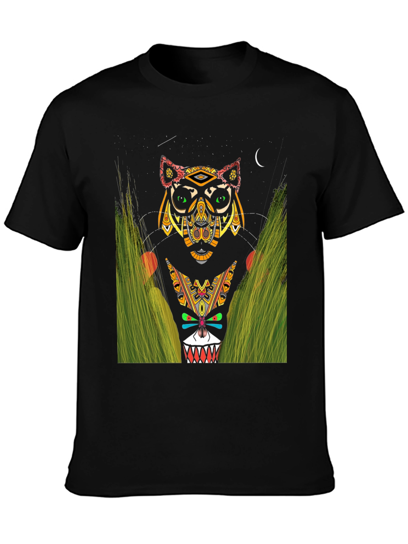 Black Tribal Totem Animal Graphic Tee view 3