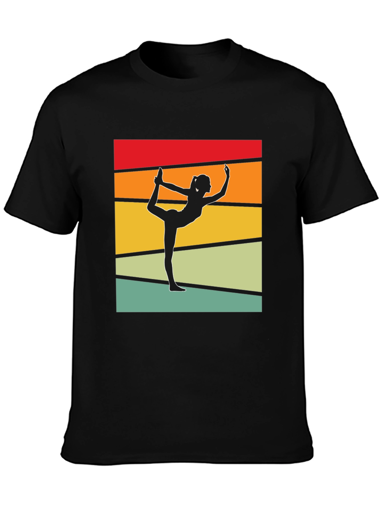 Black Yoga Pose Silhouette T-Shirt Retro Design view 3