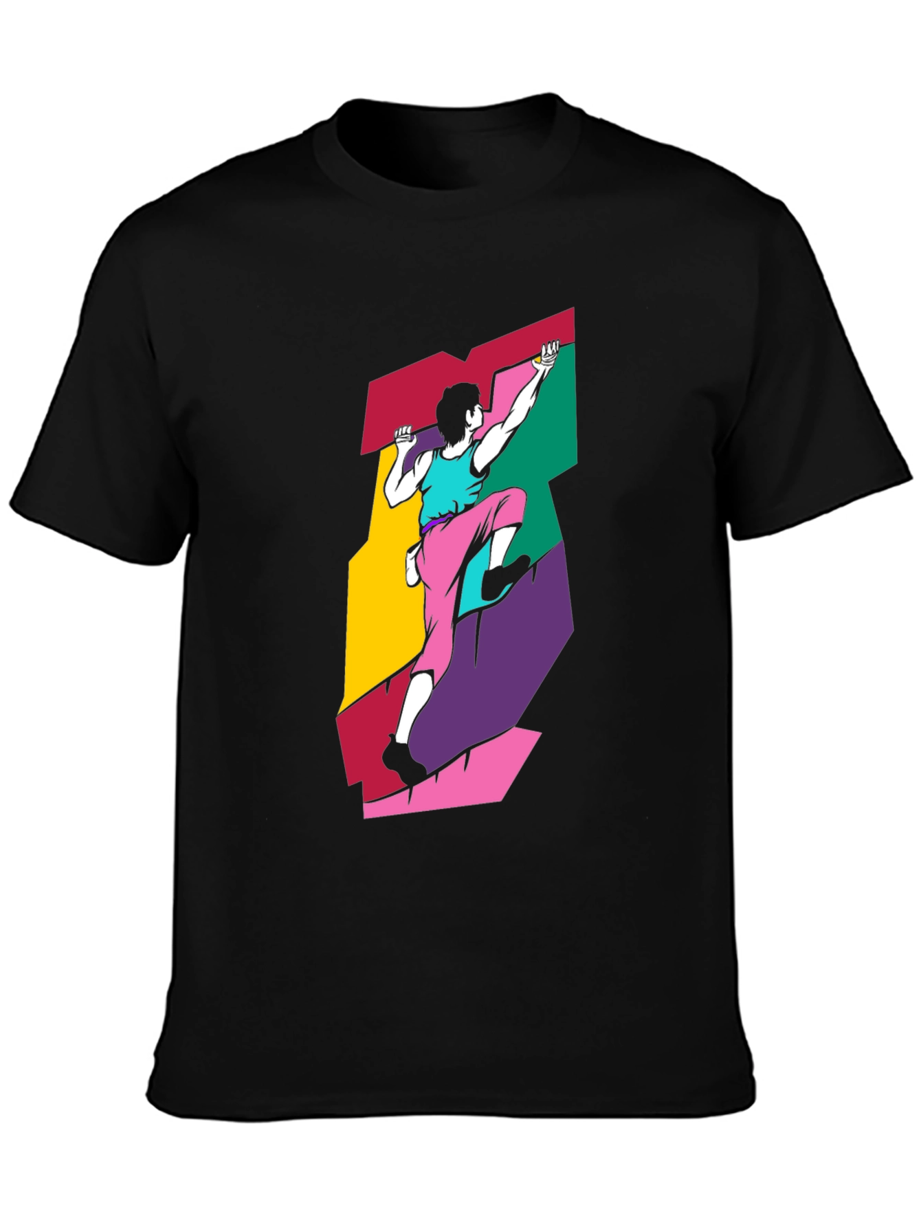 Black Retro Rock Climbing T-Shirt - Unique Graphic Tee view 3