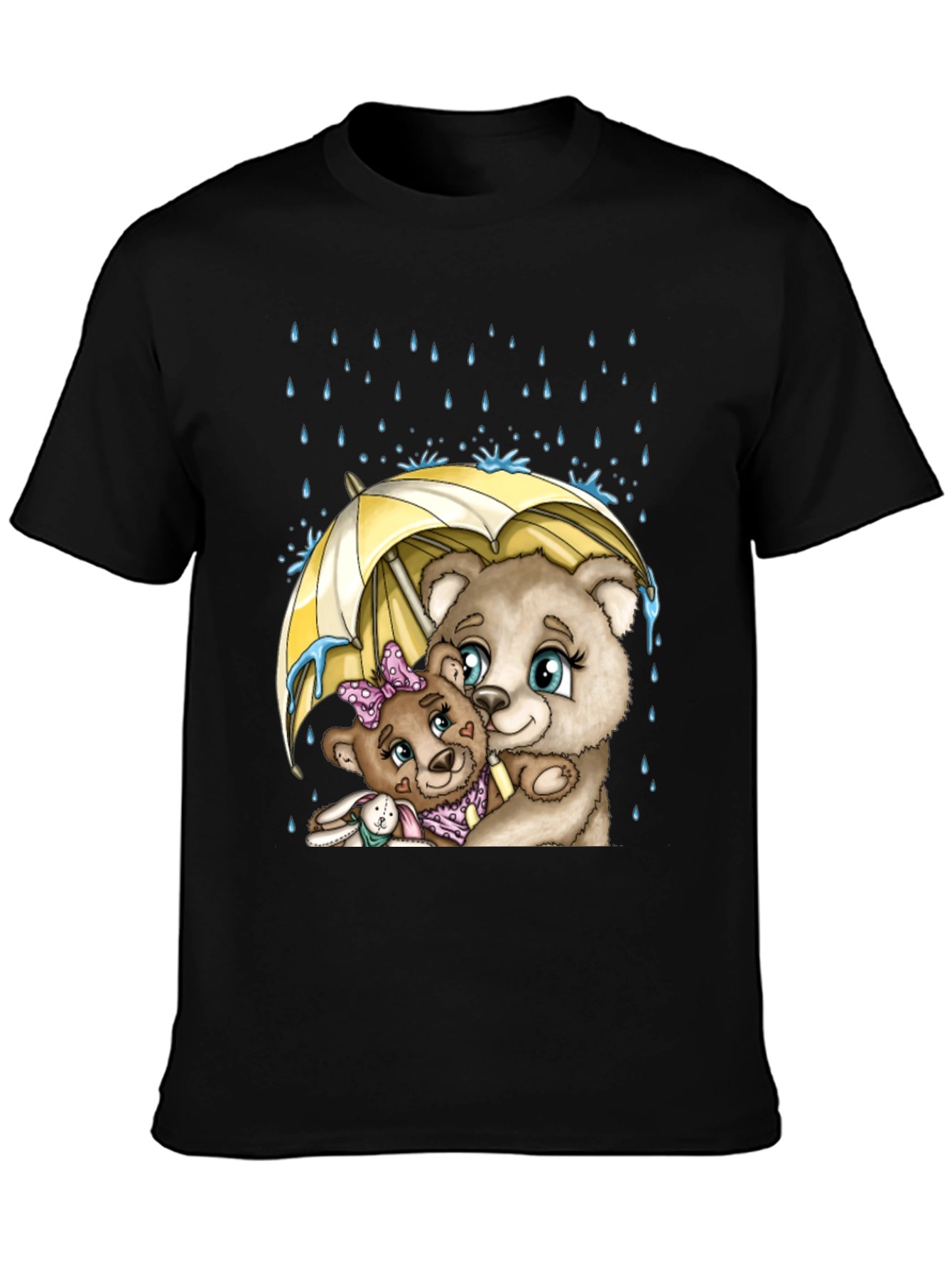 Black Bear Family Under Umbrella T-Shirt view 3