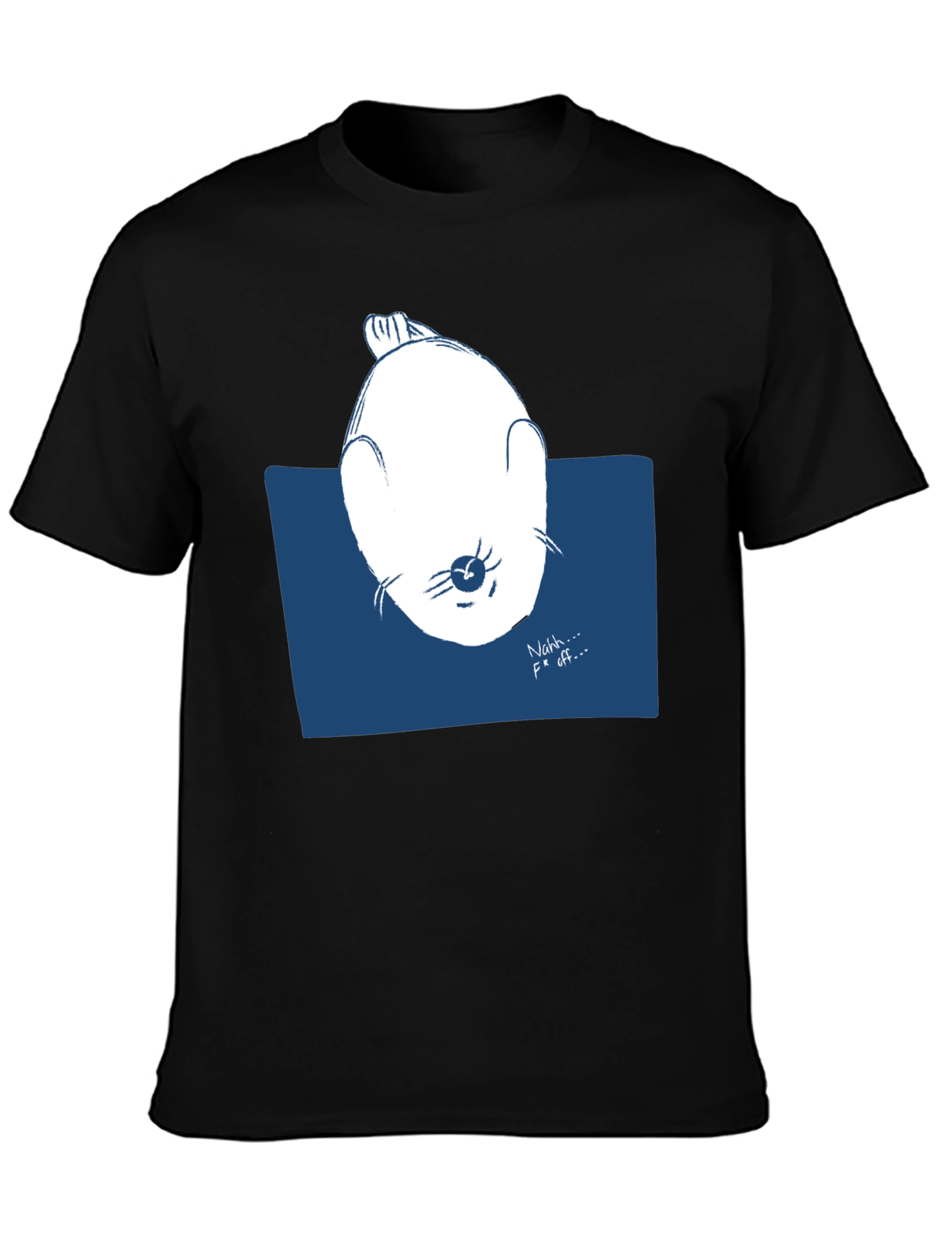Black Funny Seal Graphic Tee - "Nahh... F Off..." Black T-Shirt view 3