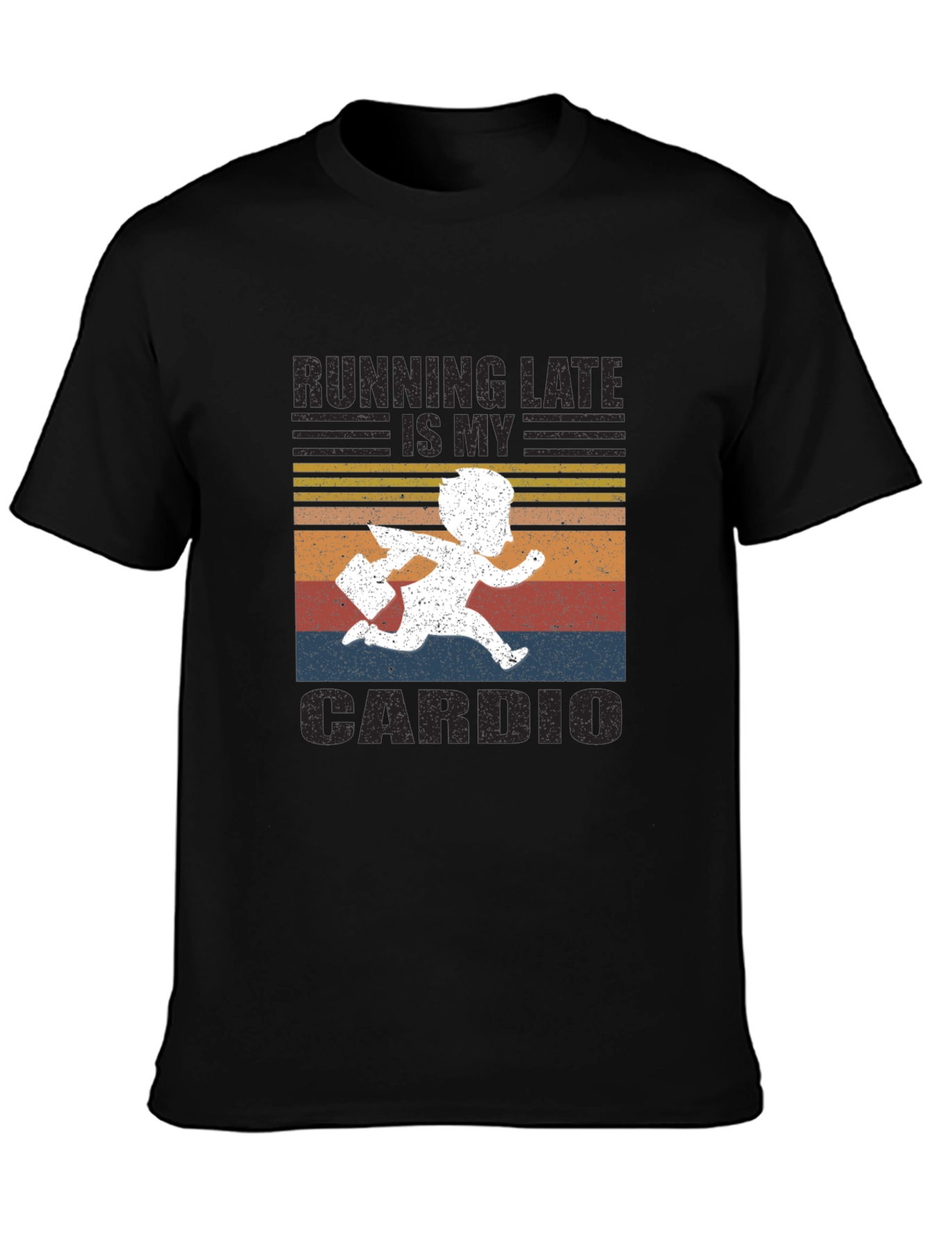 Black Running Late is My Cardio Graphic Tee view 3
