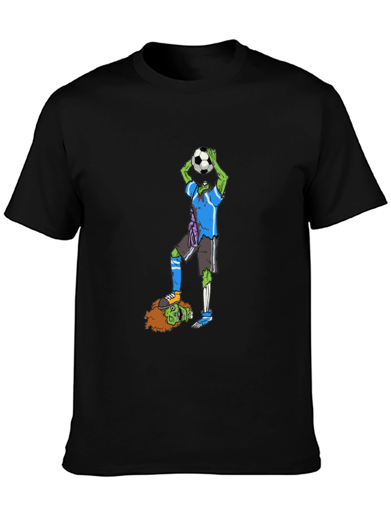 Black Zombie Soccer T-Shirt - Funny Graphic Tee view 3