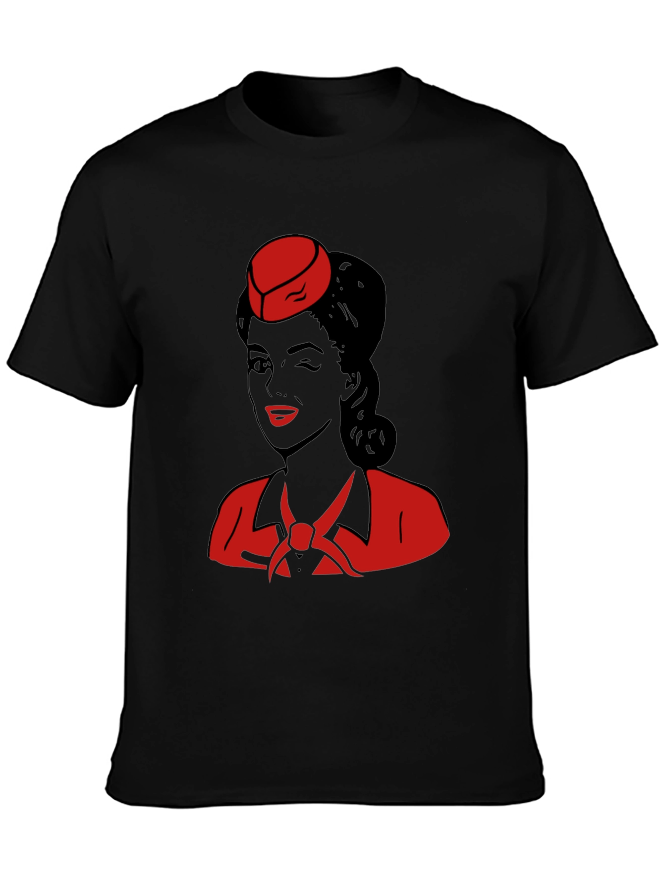Black Retro Flight Attendant Graphic T-Shirt view 3