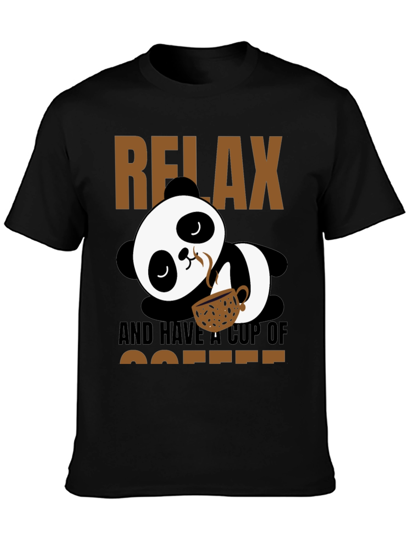 Black Relax Panda Coffee T-Shirt view 3
