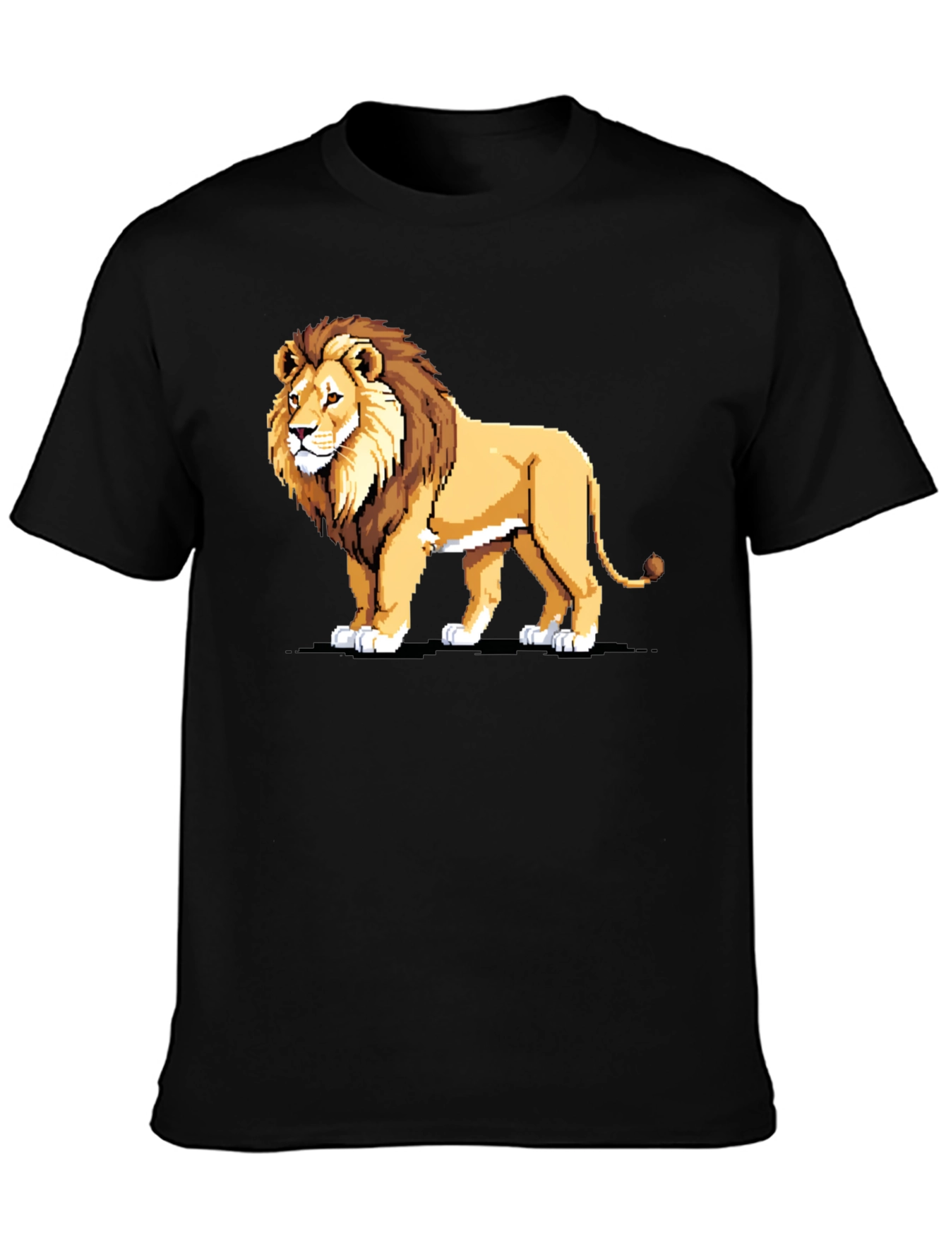 Black Pixelated Lion Graphic Tee - Black view 3