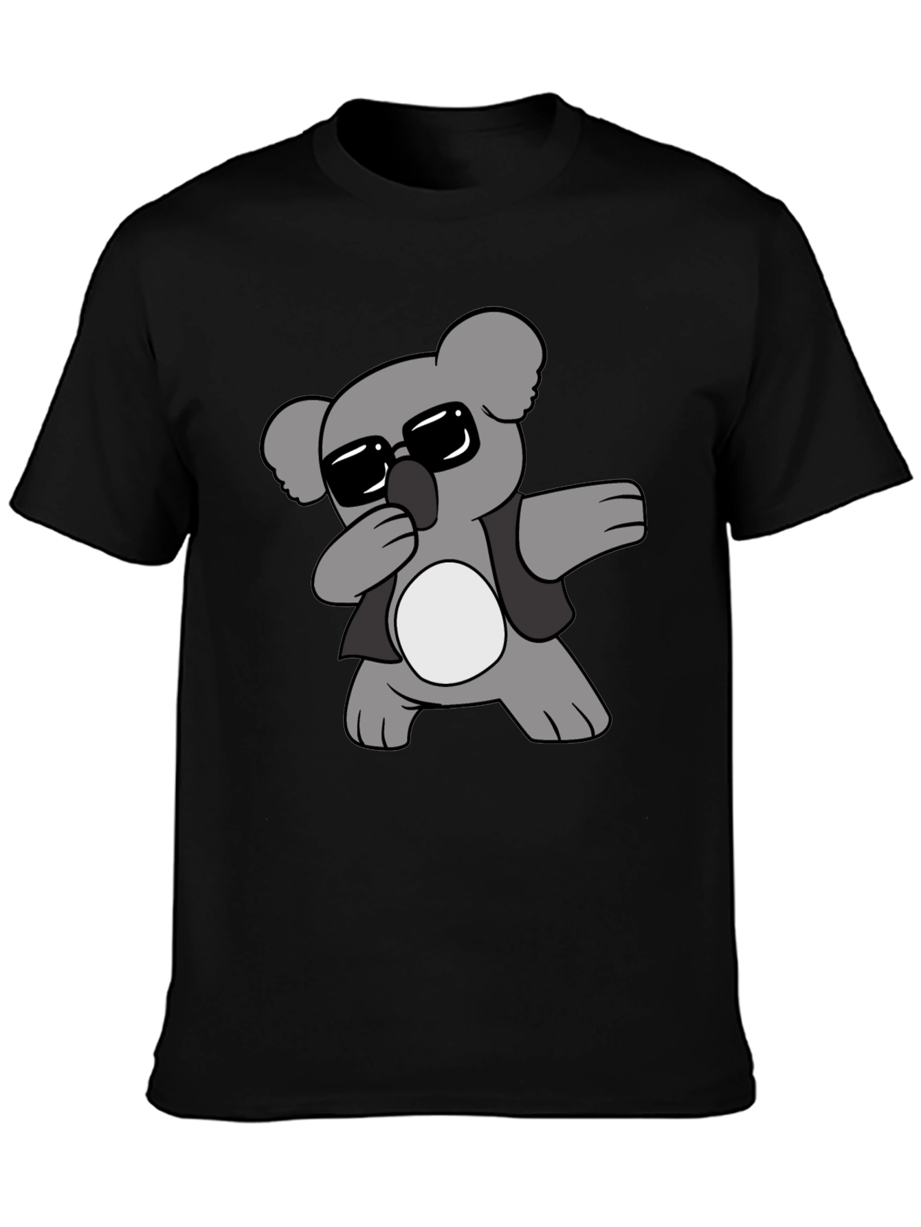 Black Cool Koala Dabbing Graphic T-Shirt view 3
