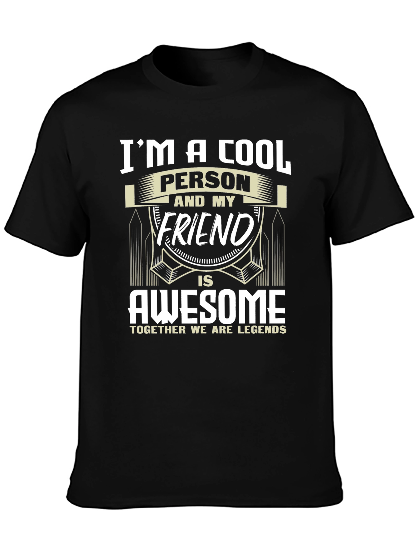 Black Cool Person & Awesome Friend T-Shirt view 3