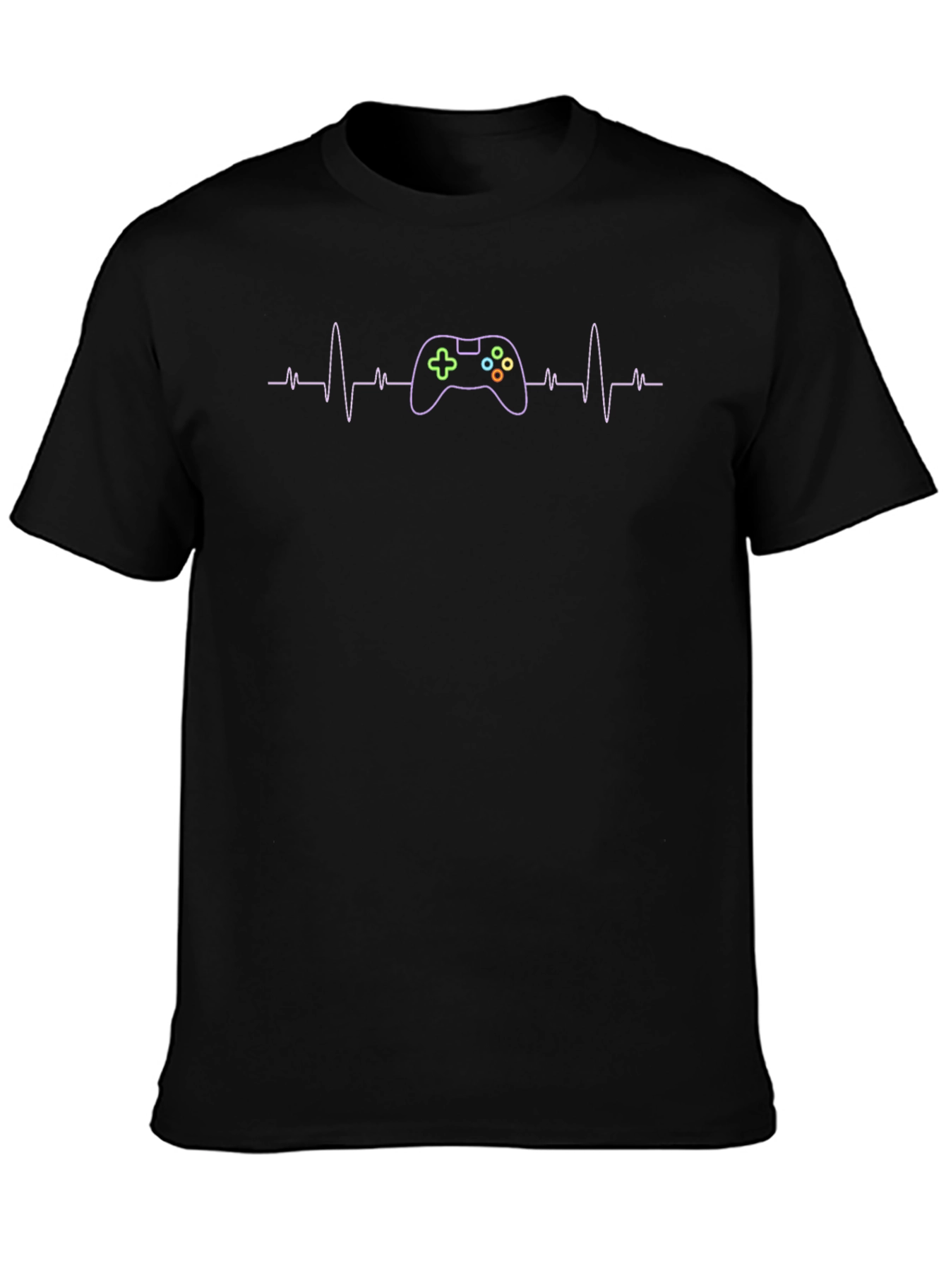 Black Gamer Heartbeat T-Shirt - Black Cotton Tee view 3