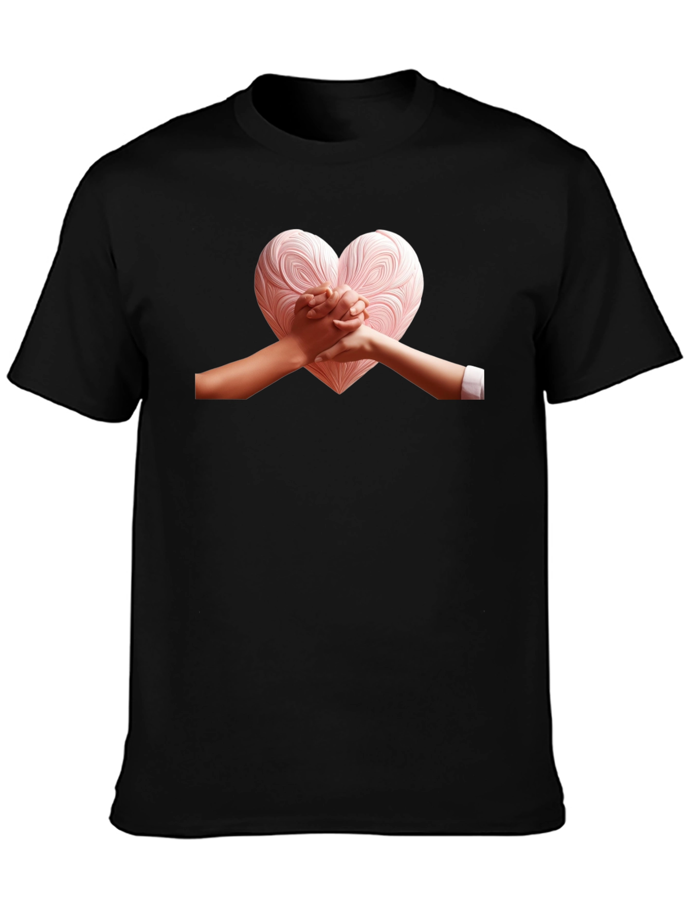 Black Heart Hands Graphic Tee - Stylish Black T-Shirt view 3
