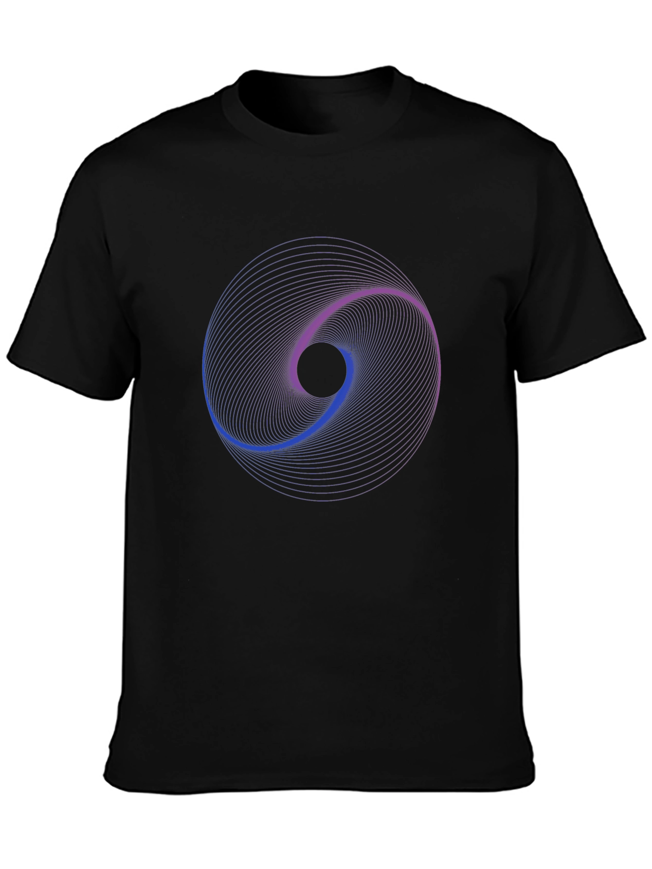 Black Abstract Swirl Graphic Black T-Shirt view 3